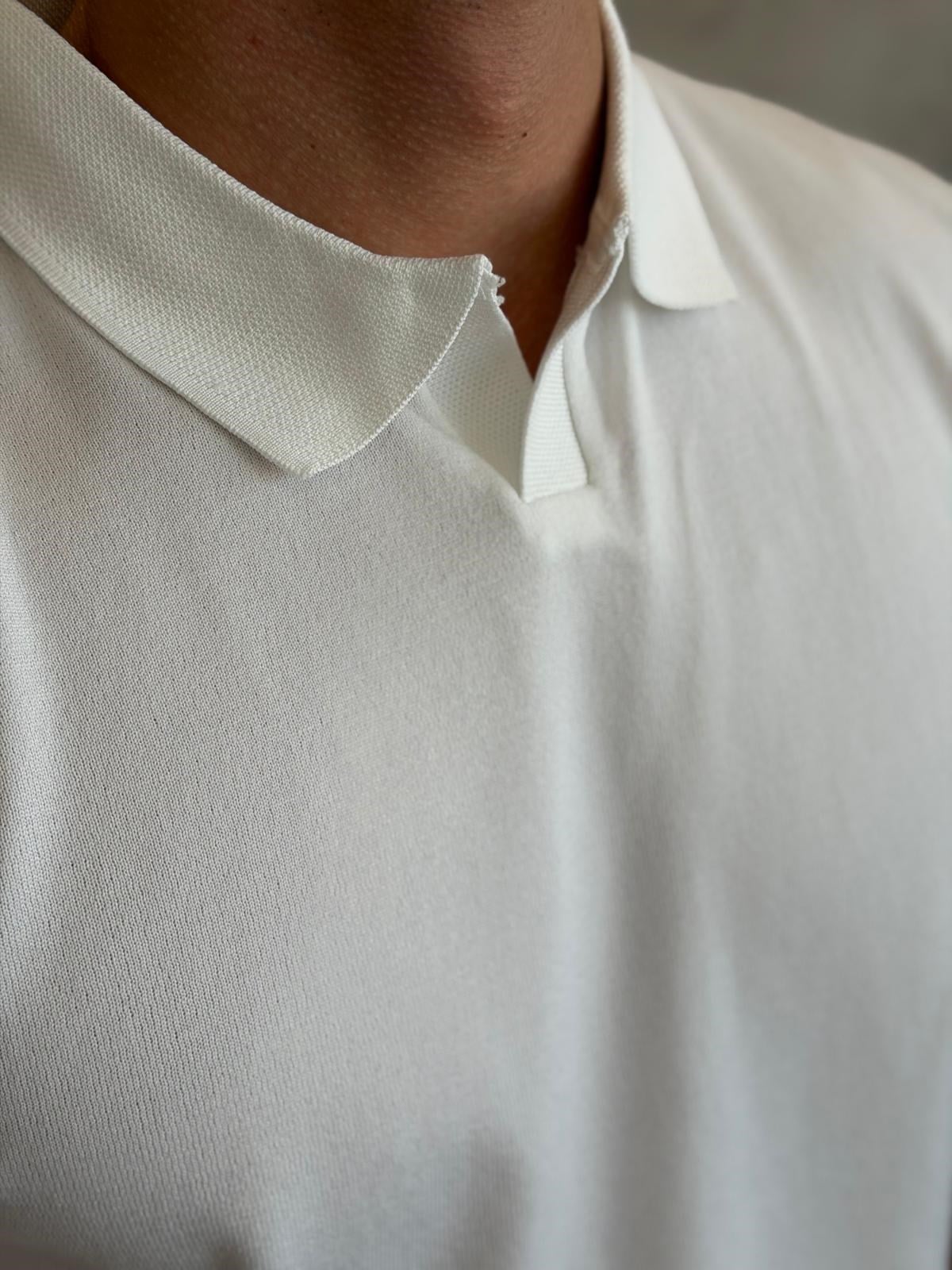 Erkek Regular Fit Kapamasız Polo Tshirt Beyaz Eca084