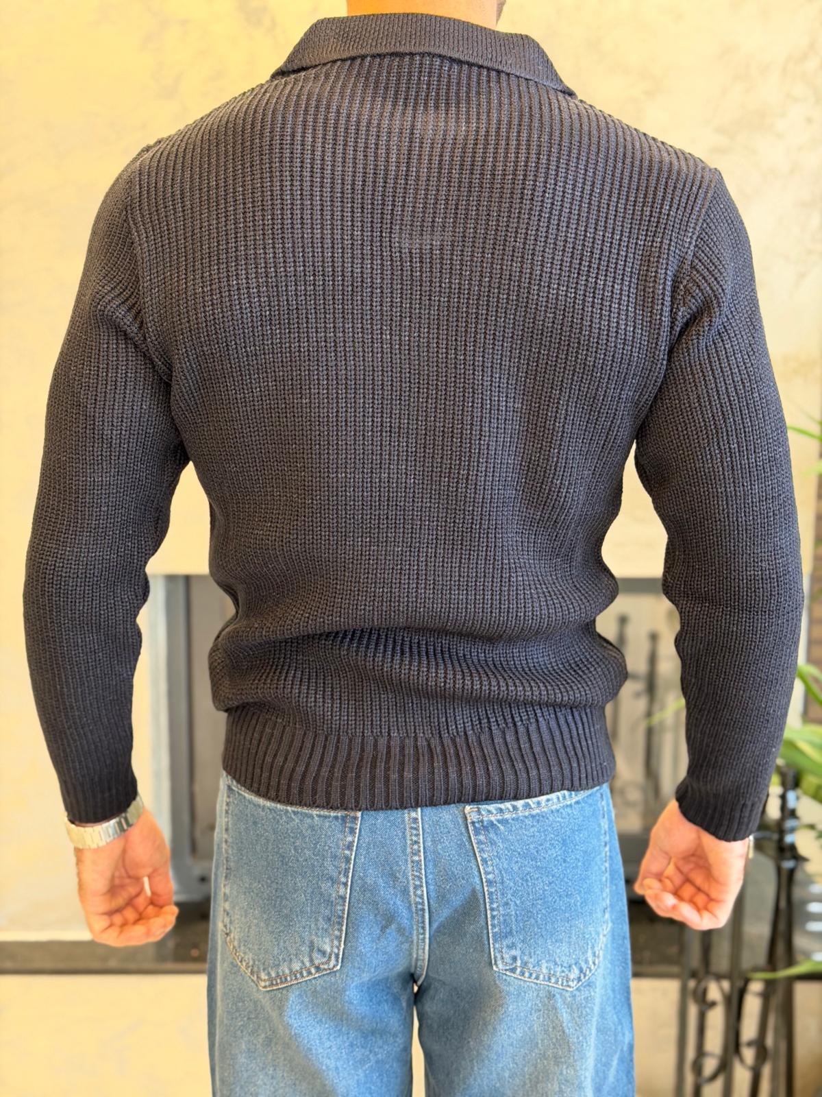 Erkek Regular Fit Polo Yaka Kazak Lacivert Eca055