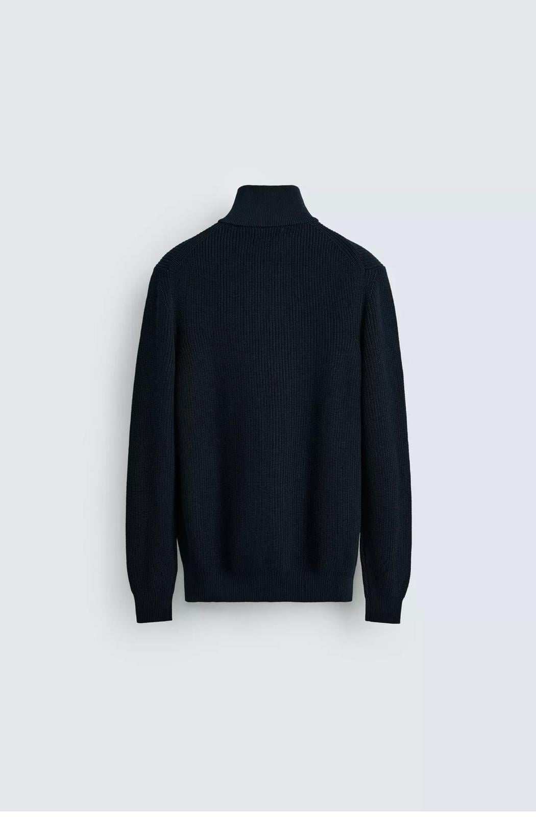 Erkek Regular Fit Ters Örgü Kazak Lacivert   Eca056