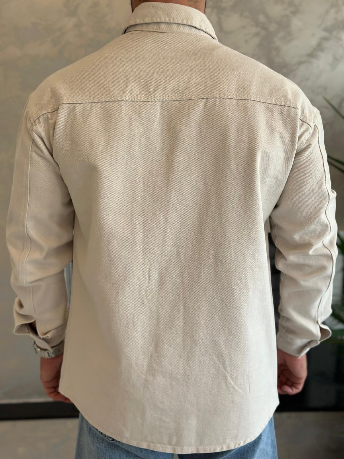Erkek Regular Fit Uzun Ceket Bej Eca029