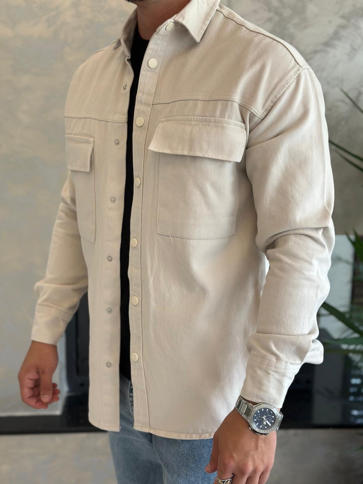 Erkek Regular Fit Uzun Ceket Bej Eca029