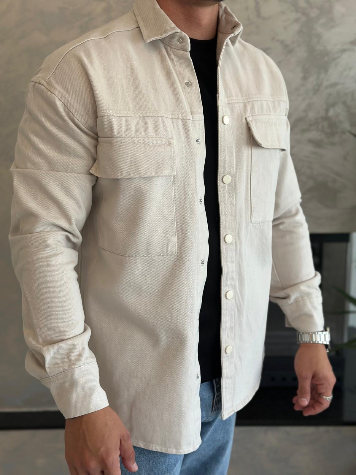 Erkek Regular Fit Uzun Ceket Bej Eca029
