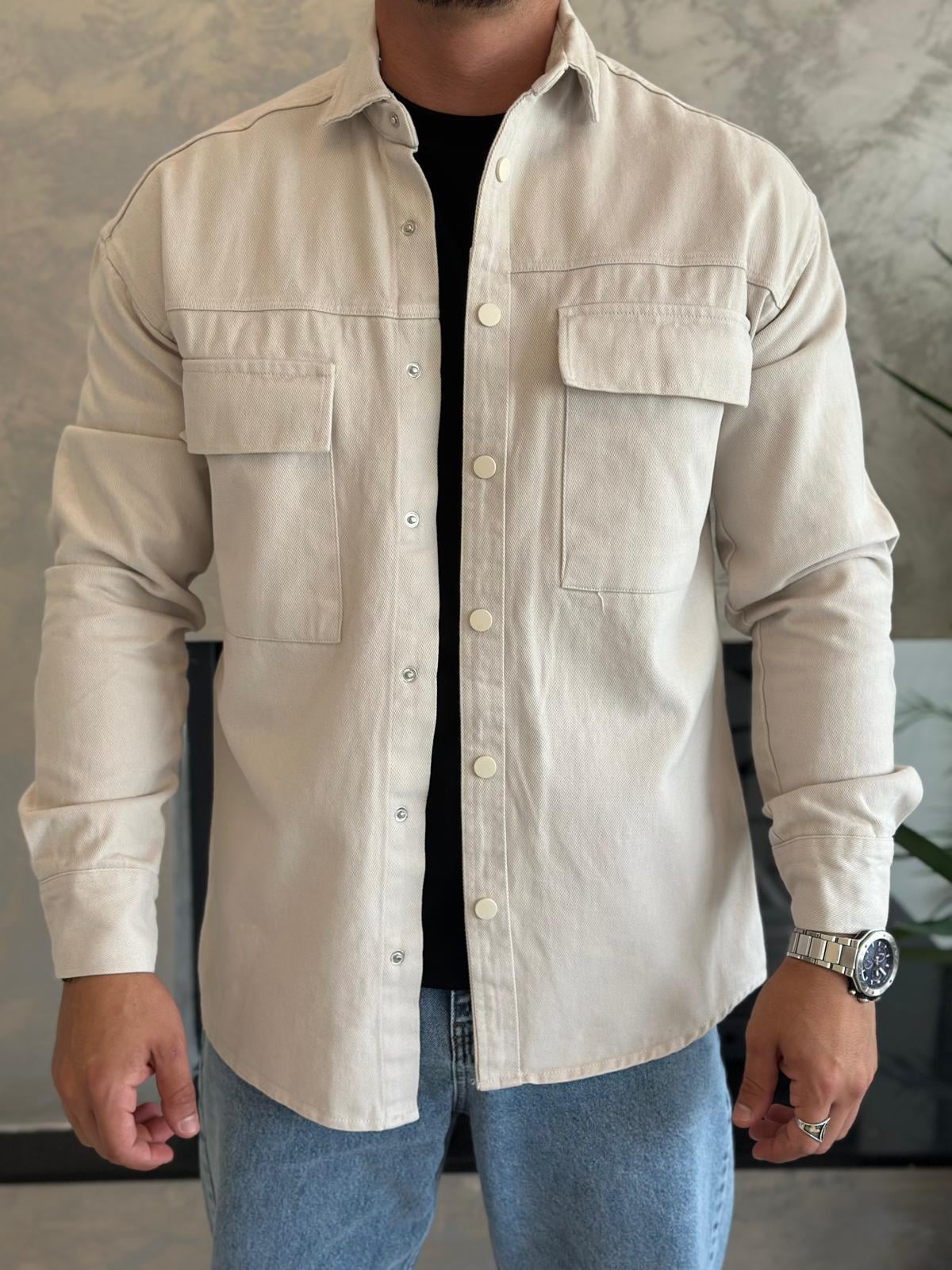 Erkek Regular Fit Uzun Ceket Bej Eca029