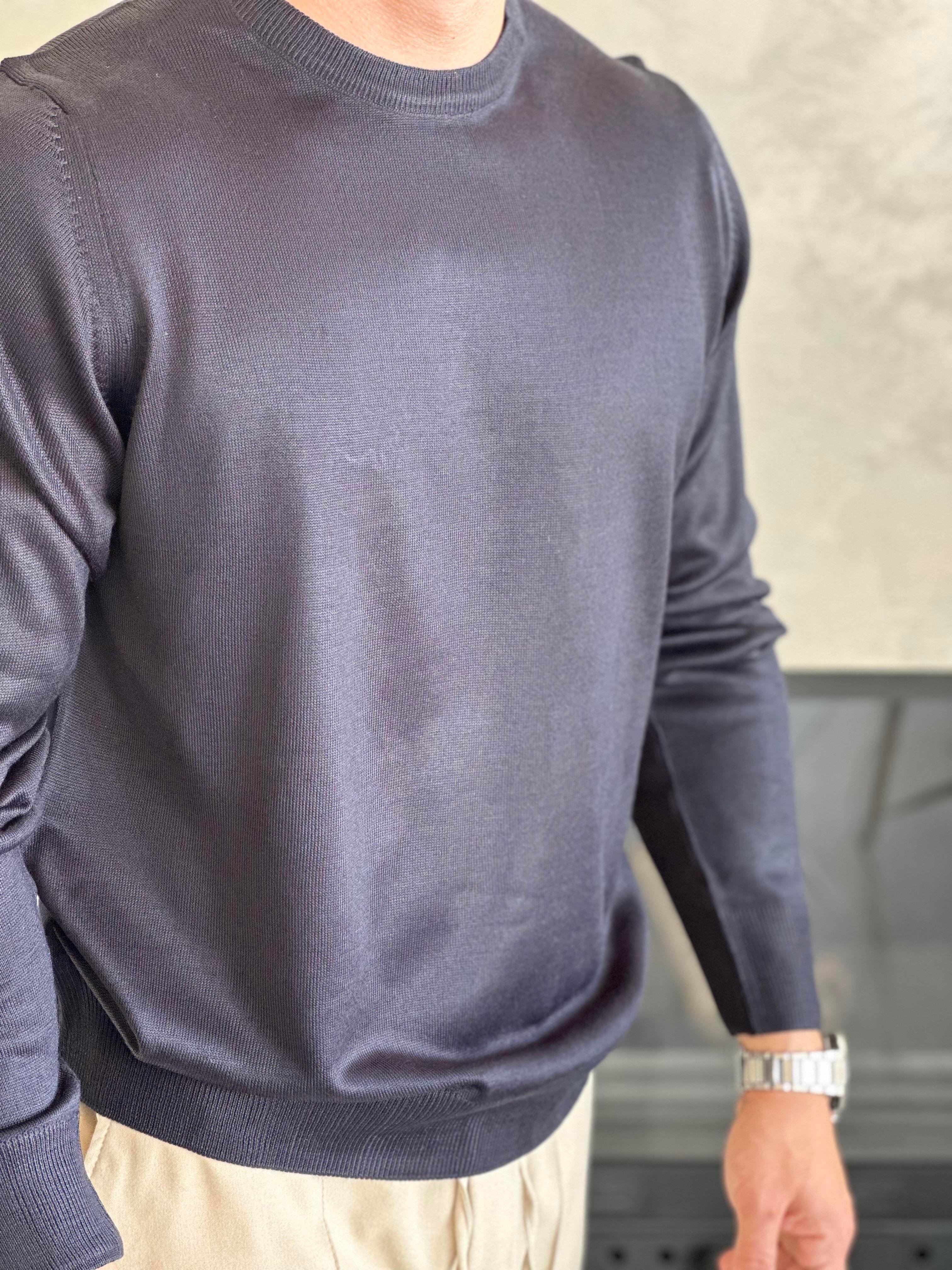 Erkek Regular Fit Yarım Balıkçı Yaka Triko Kazak Lacivert  Eca042