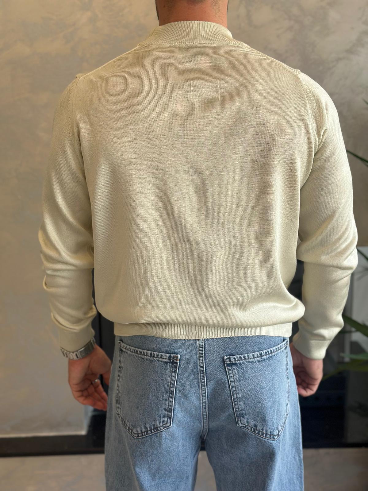 Erkek Regular Fit Yarım Balıkçı Yaka Triko Kazak Bej Eca042
