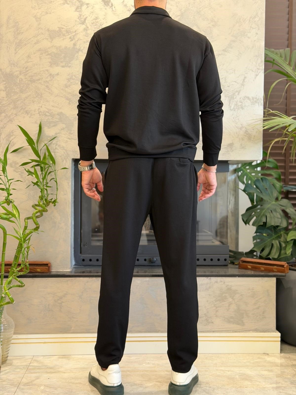 Erkek Slim Fit  Modal Kumaş Alt Üst Takım Siyah Eca094