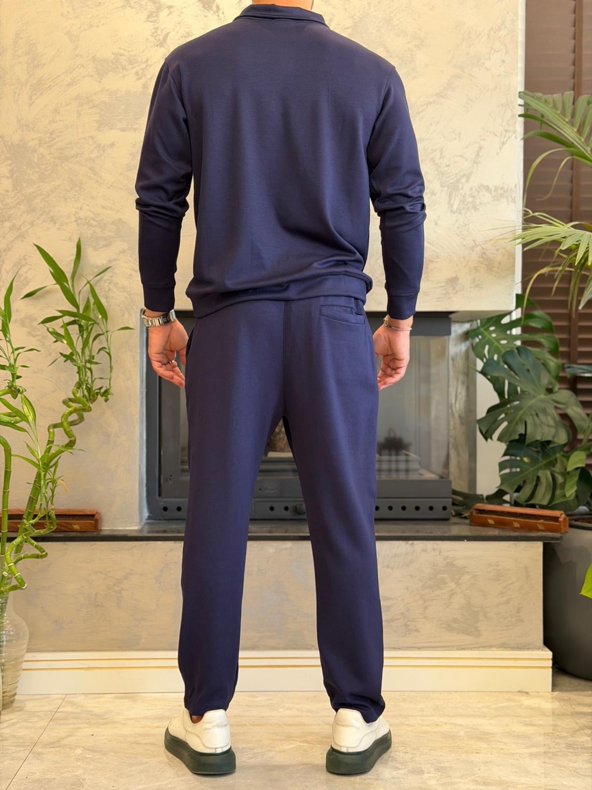 Erkek Slim Fit Modal Kumaş Alt Üst Takım Lacivert Eca094