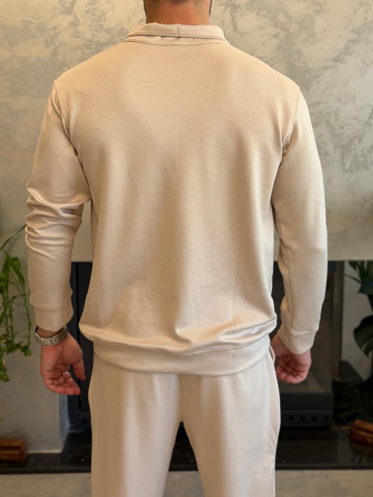 Erkek Slim Fit  Modal Kumaş Alt Üst Takım Pudra Eca094