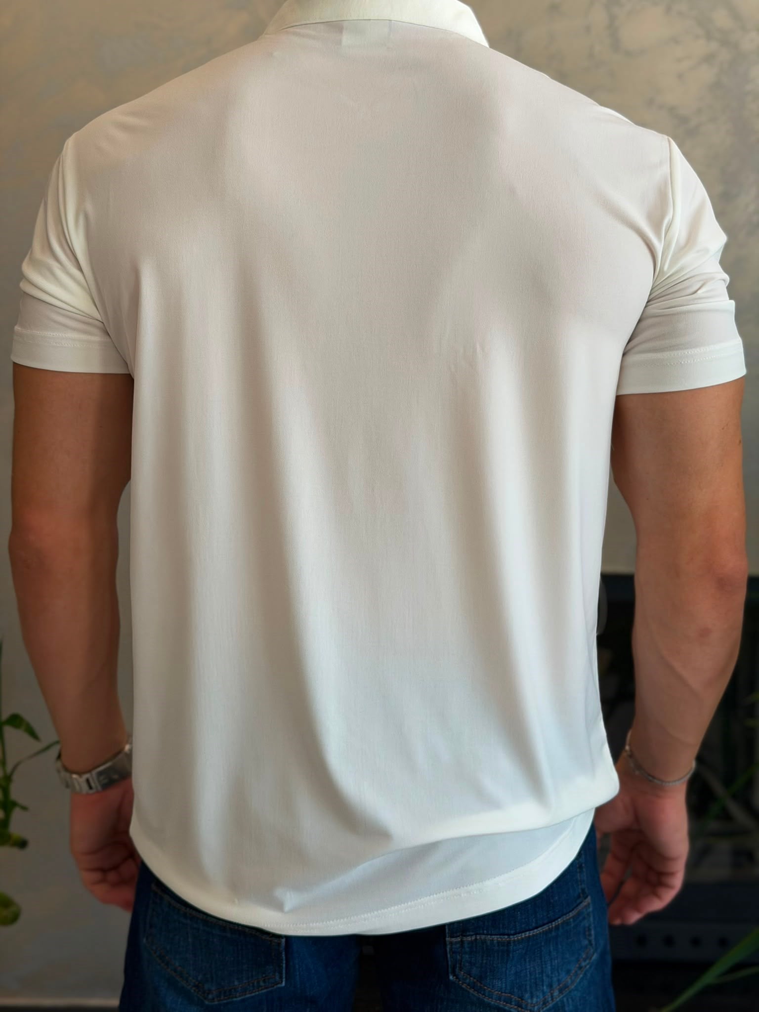 Erkek Soft Touch Fermuarlı Polo Tshirt  Beyaz  Eca088