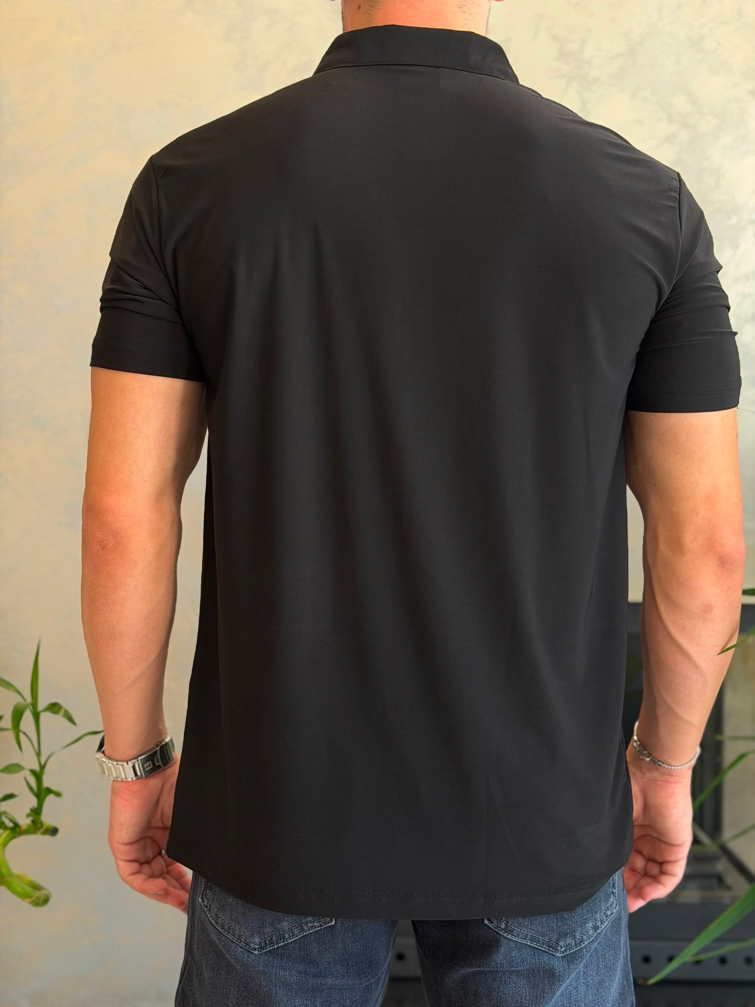 Erkek Soft Touch Fermuarlı Polo Tshirt  Siyah  Eca088