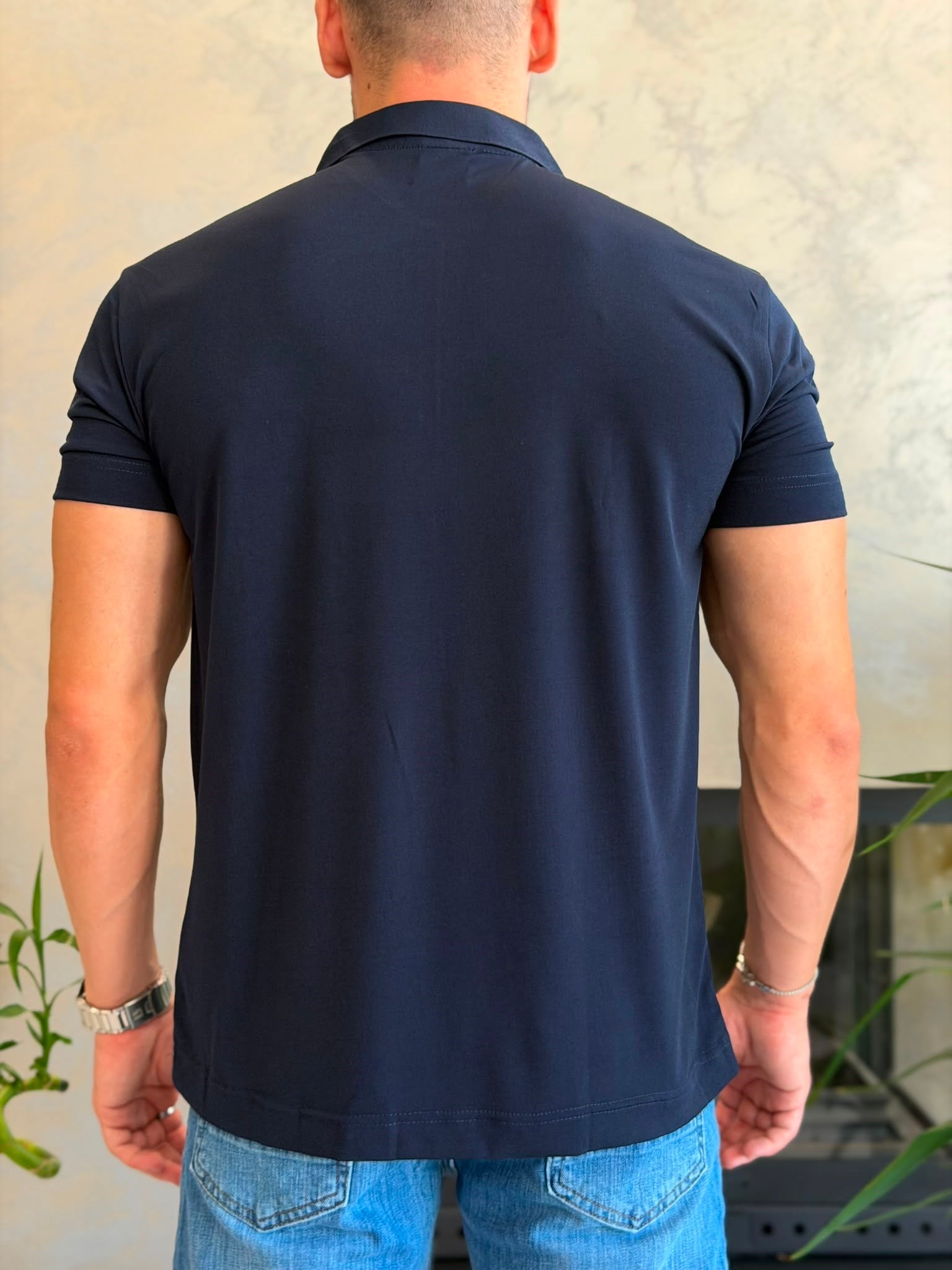 Erkek Soft Touch Fermuarlı Polo Tshirt  Lacivert Eca088
