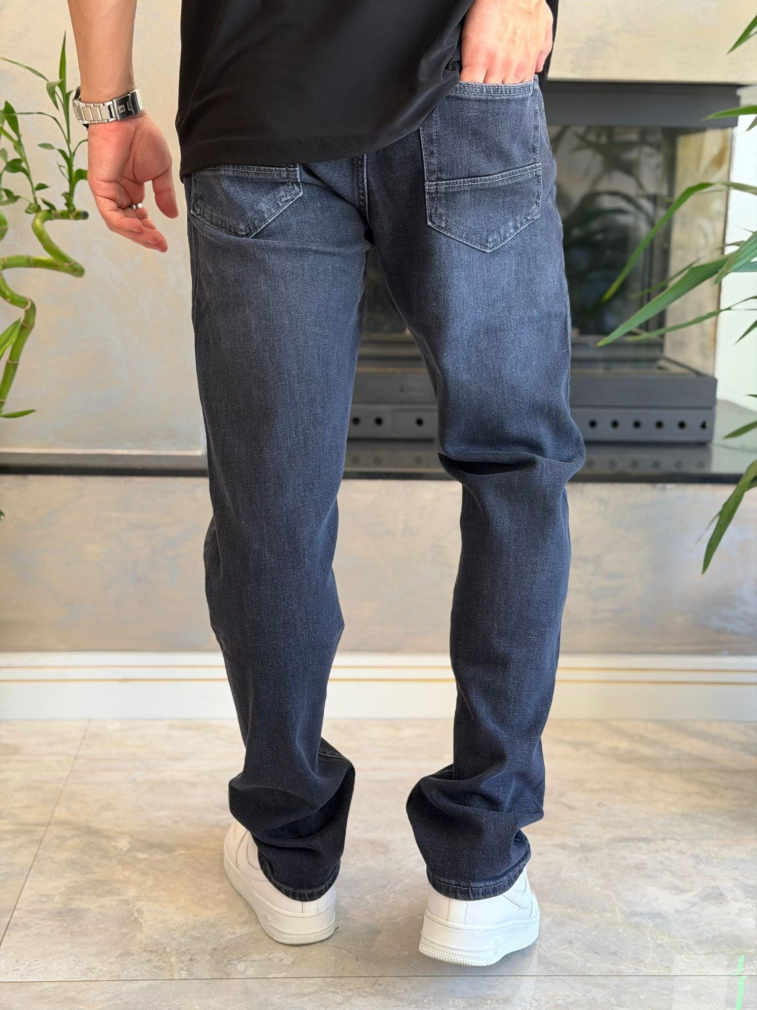 Erkek Straight Fit Jean Pantolon Dark Blue Eca089
