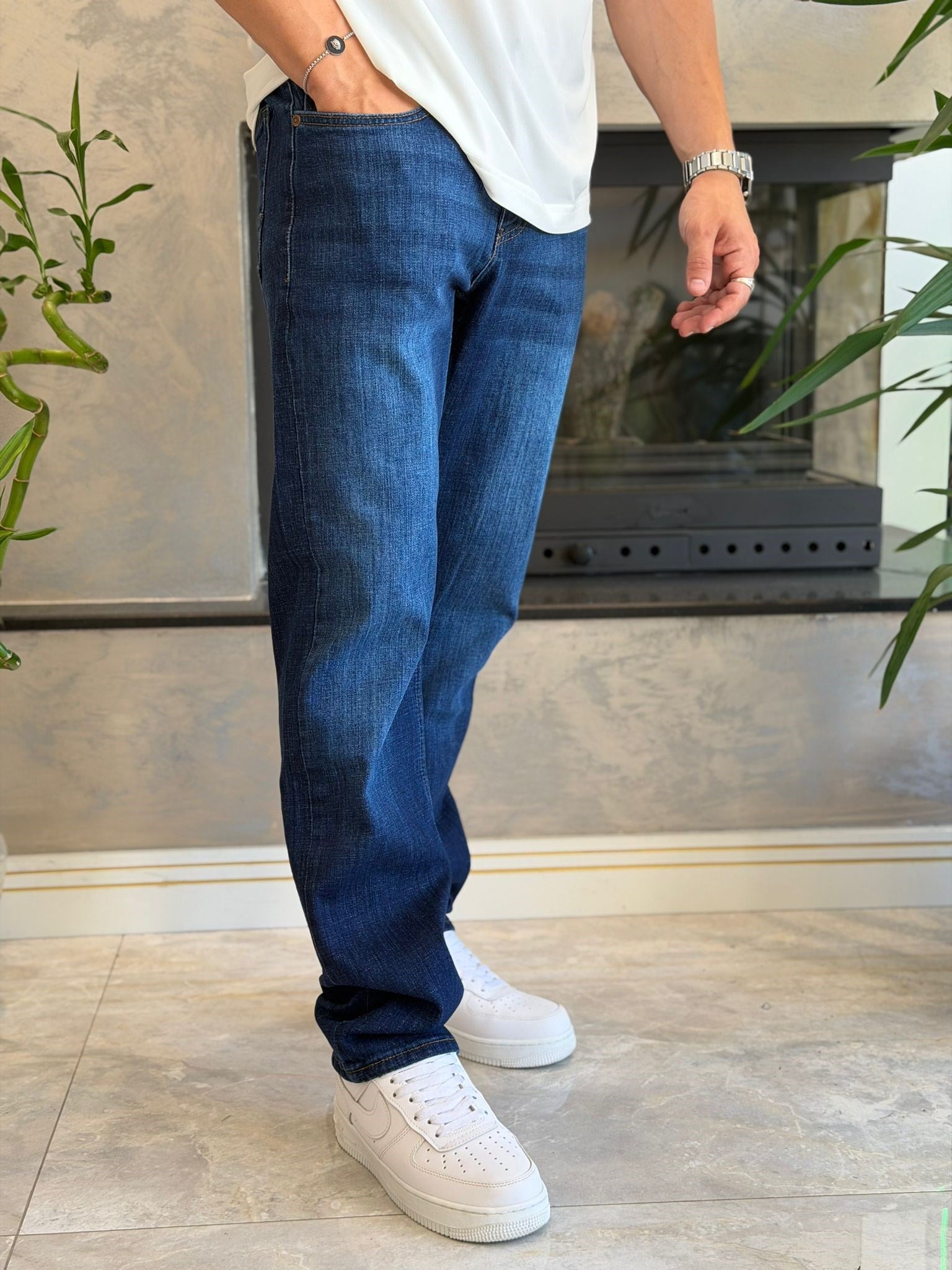 Erkek Straight Fit Jean Pantolon Deep Blue Eca089