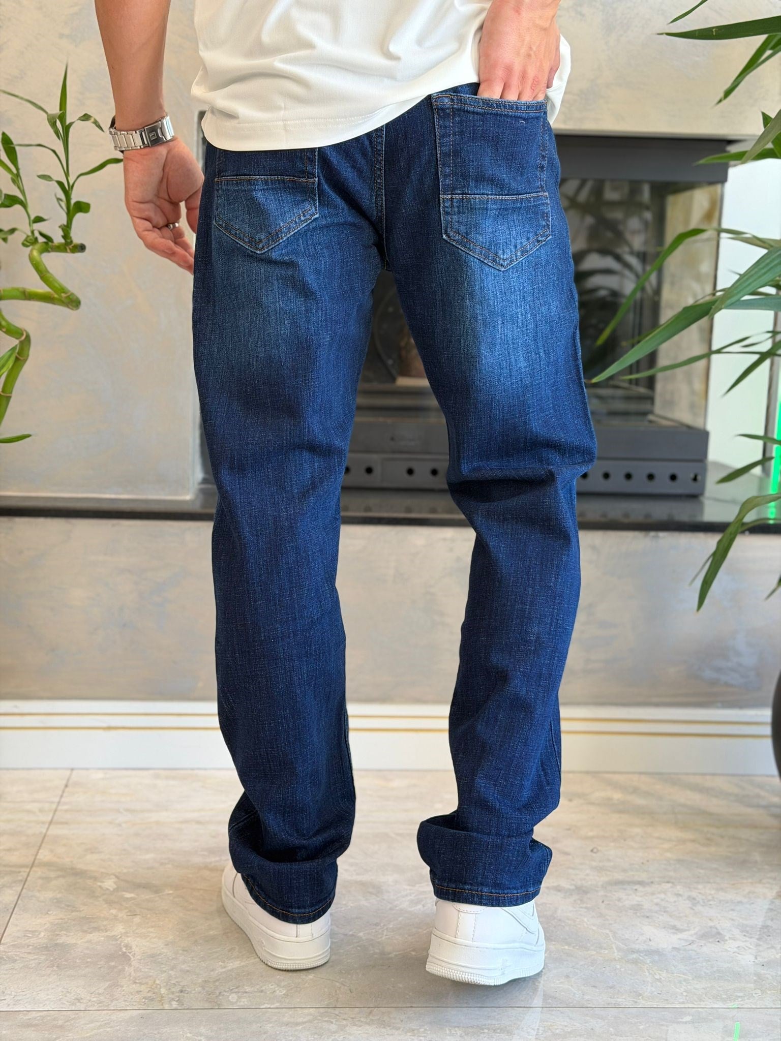 Erkek Straight Fit Jean Pantolon Deep Blue Eca089