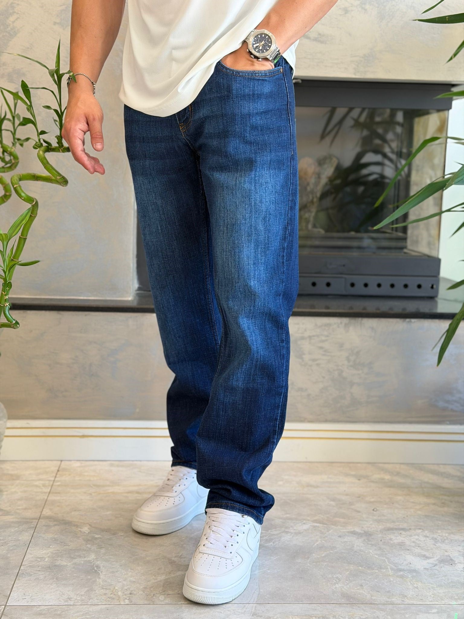 Erkek Straight Fit Jean Pantolon Deep Blue Eca089