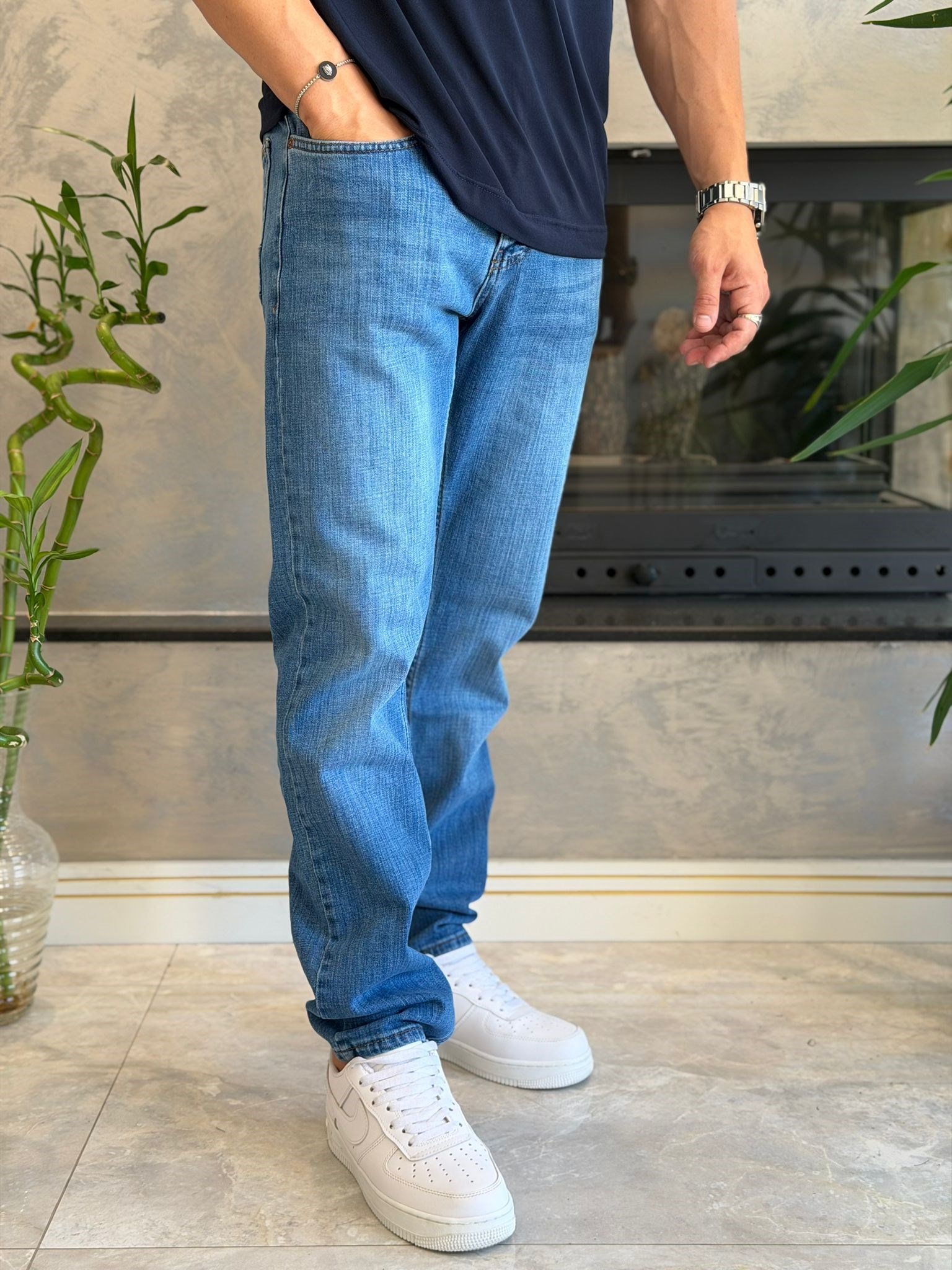 Erkek Straight Fit Jean Pantolon Light Blue Eca089
