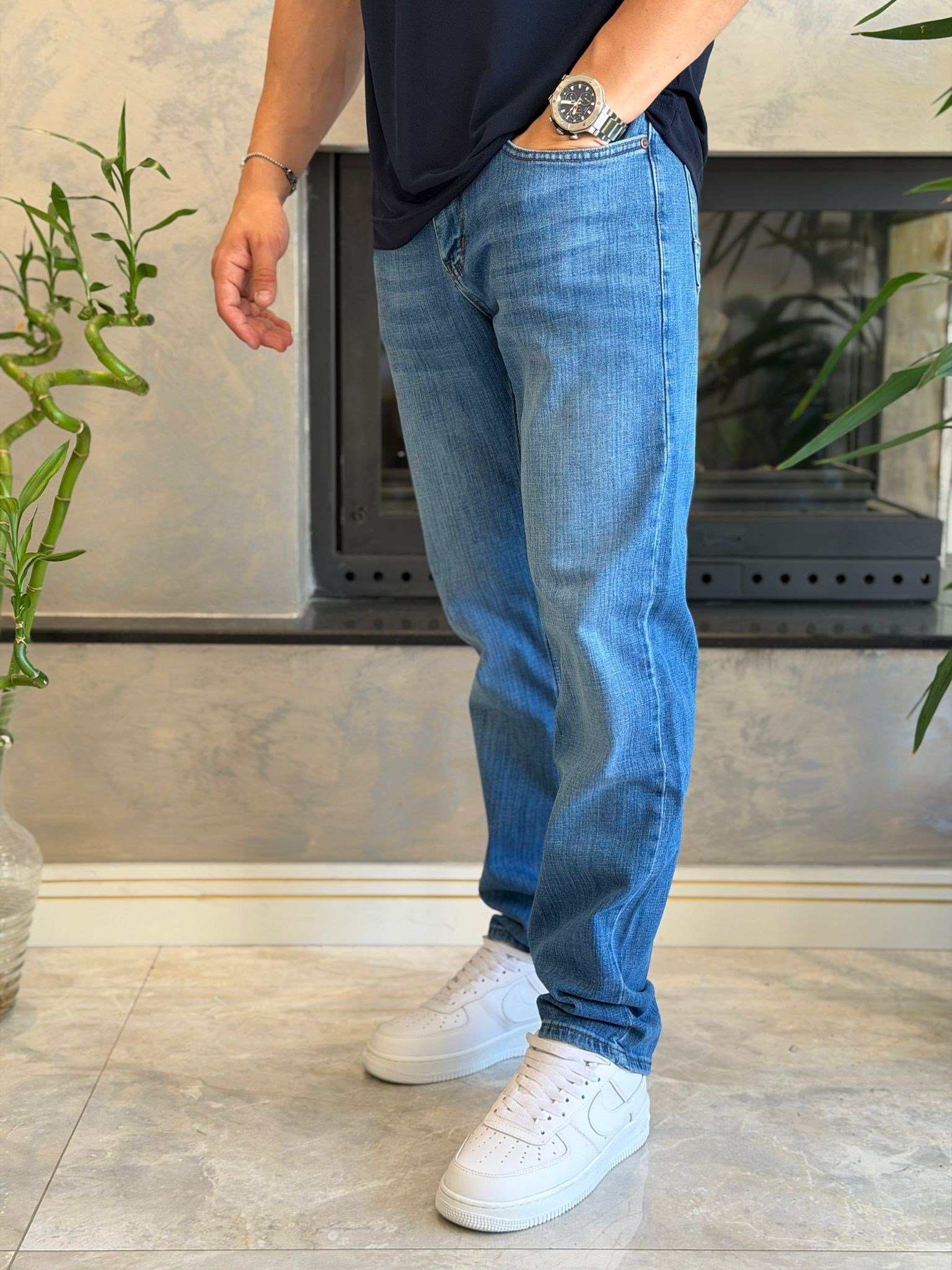 Erkek Straight Fit Jean Pantolon Light Blue Eca089