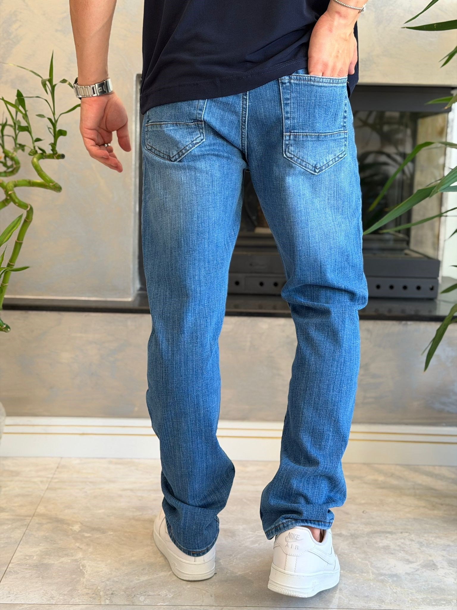 Erkek Straight Fit Jean Pantolon Light Blue Eca089
