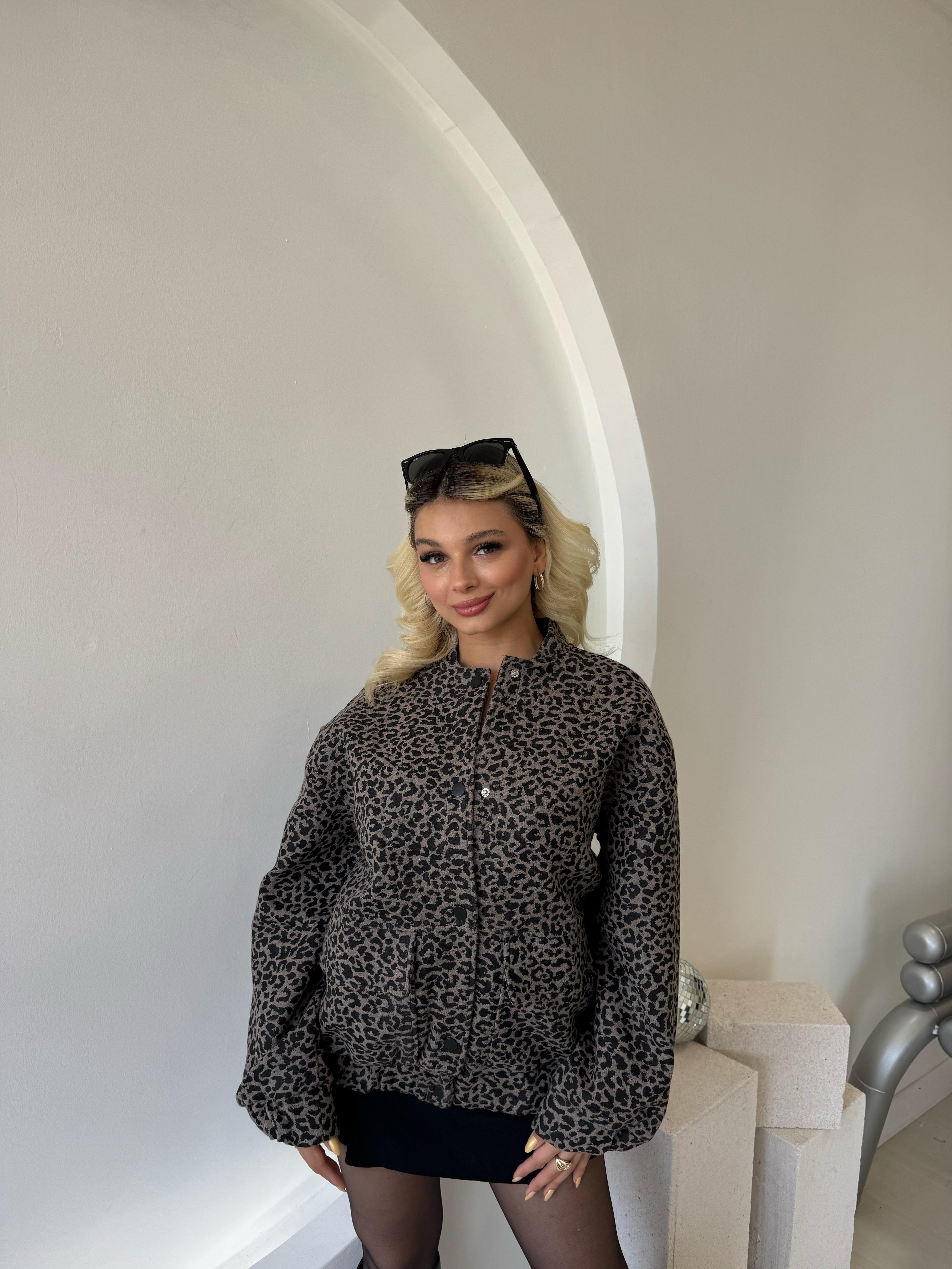 Leoparlı Bomber Ceket