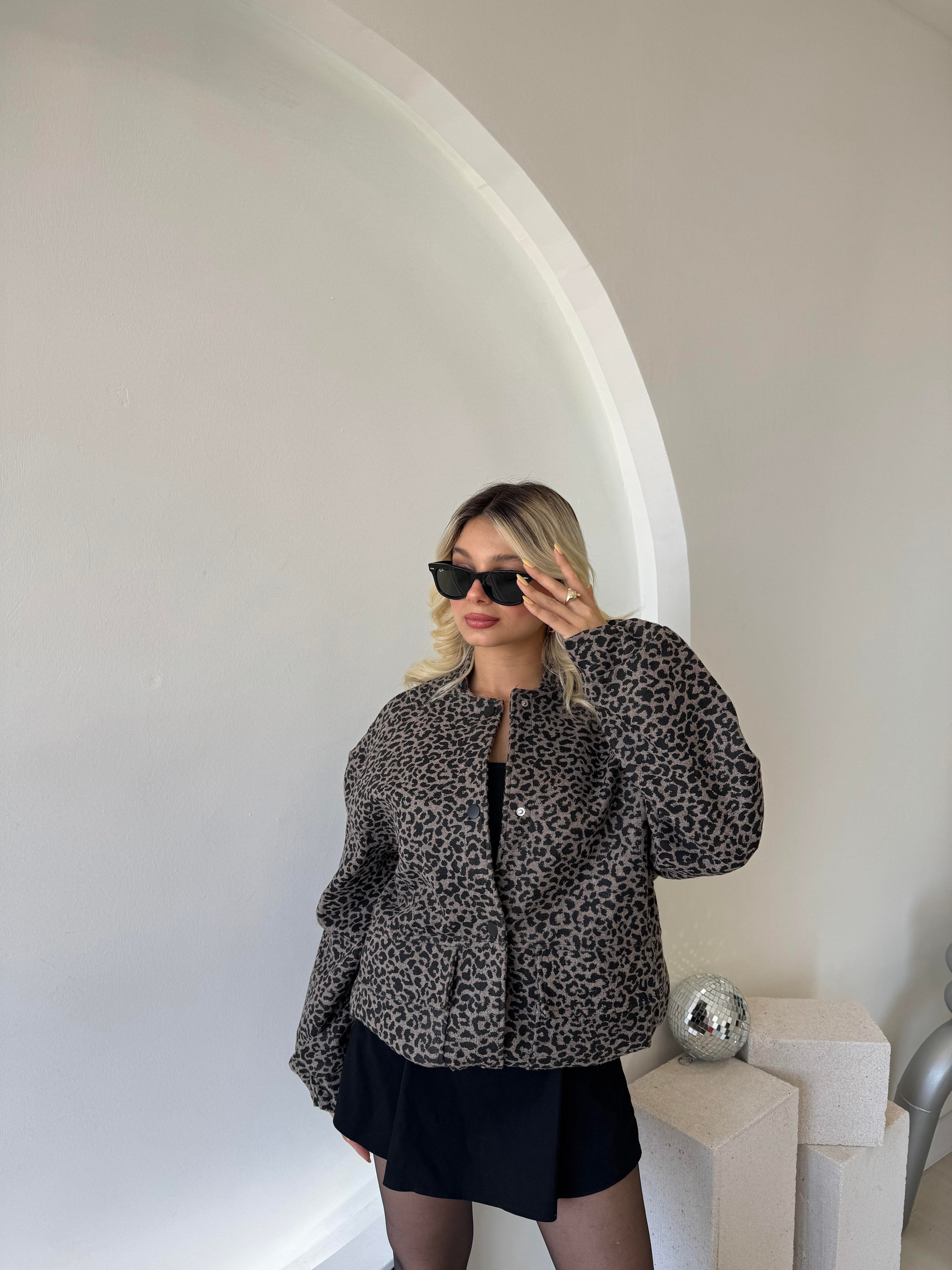 Leoparlı Bomber Ceket