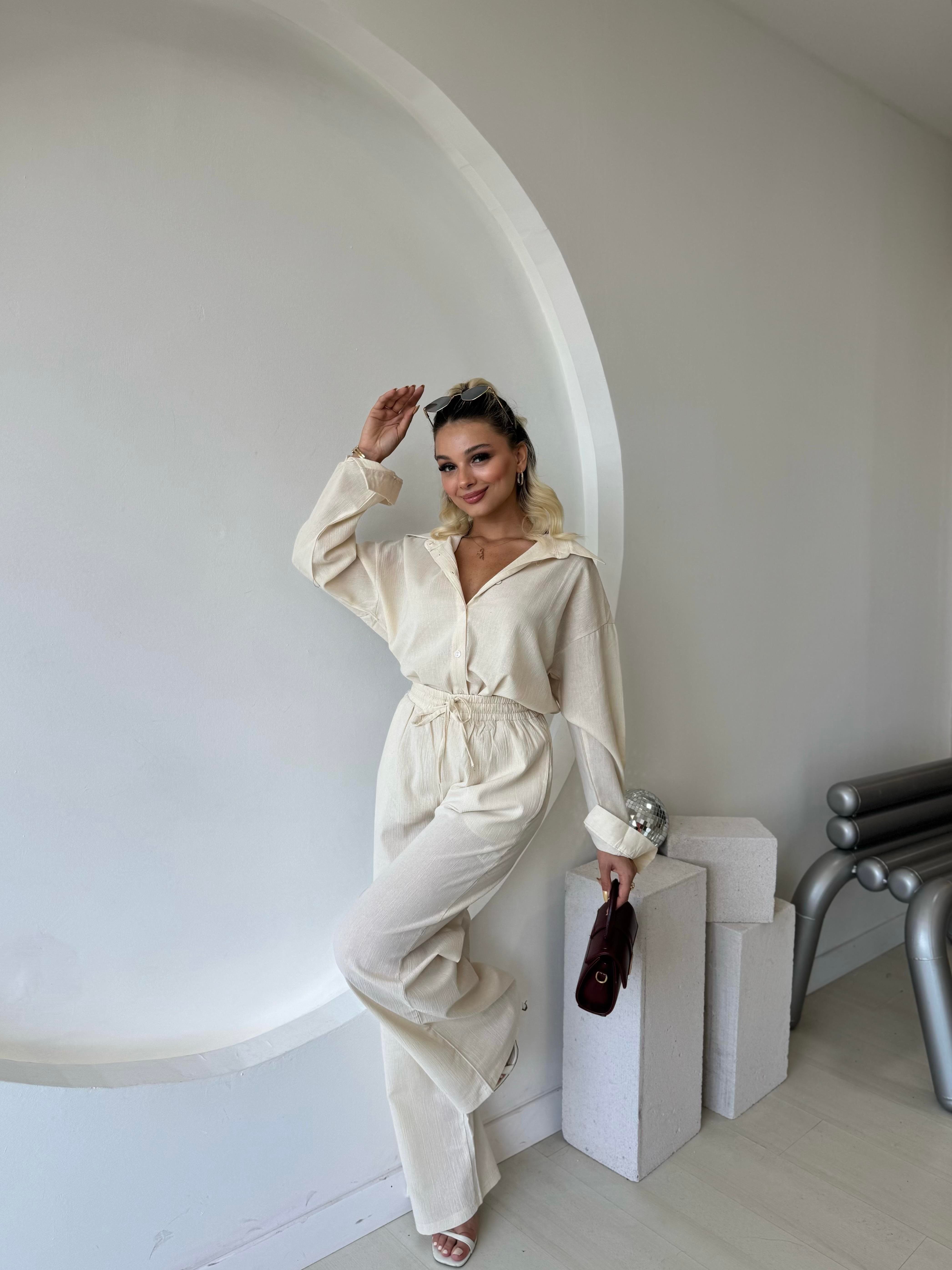 Oversize Kesim Keten Takım