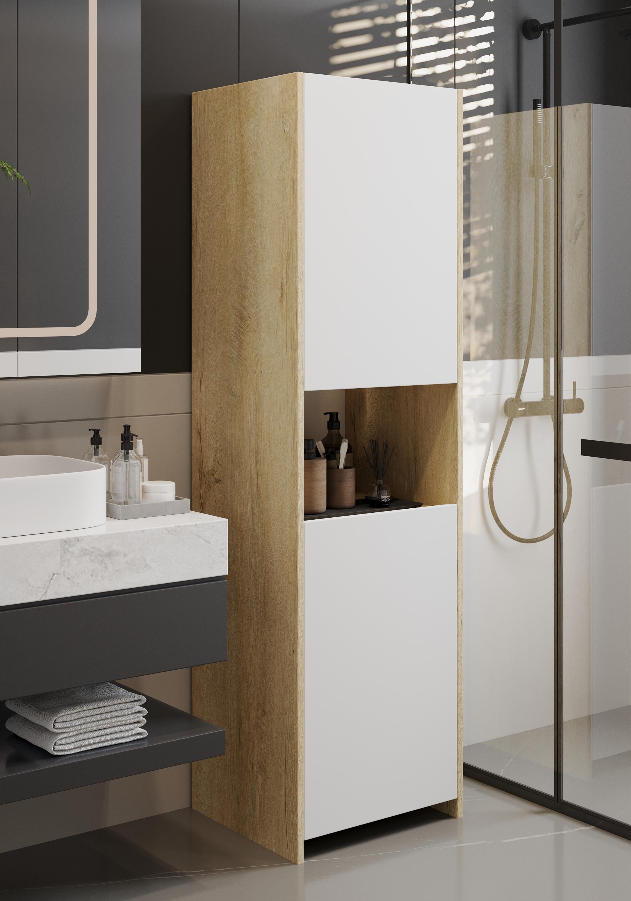 2 KAPAKLI LEFKAS-BEYAZ BANYO DOLABI