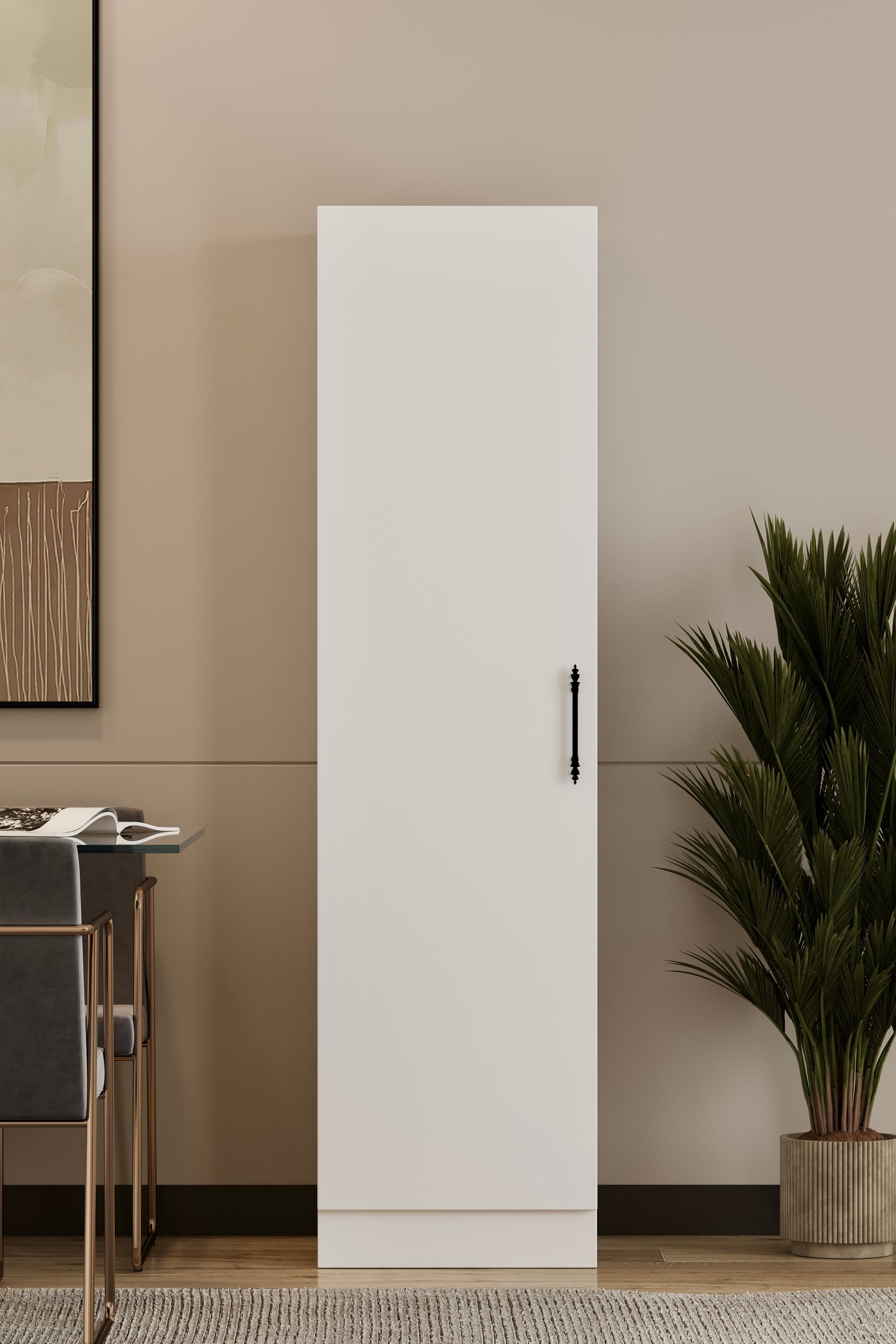 Çok Amaçlı Dolap MDF Beyaz Tek Kapaklı Raflı Banyo Mutfak Kiler Dolabı