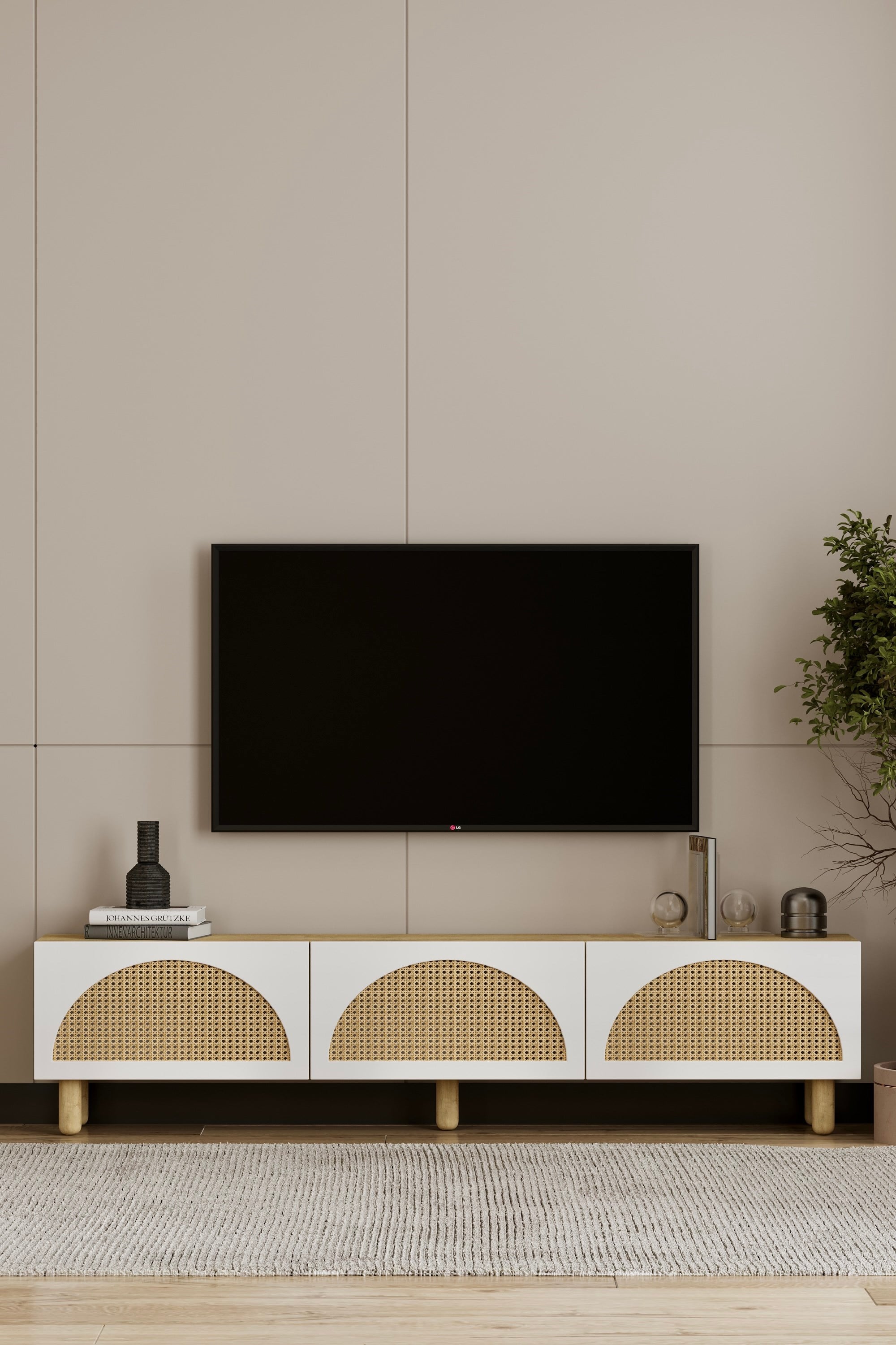 Hazeranlı Bohem Ayaklı Tv Ünitesi Lefkas Meşe