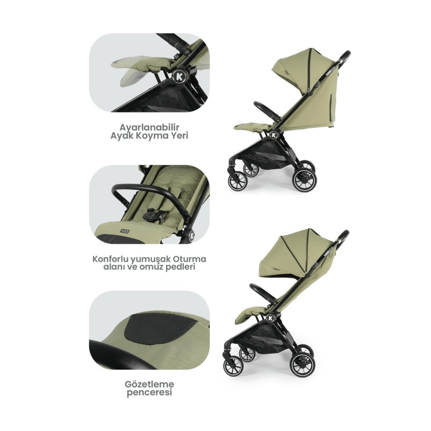 Kanz Bold Autofold Kabin Boy Bebek Arabası Forestgreen