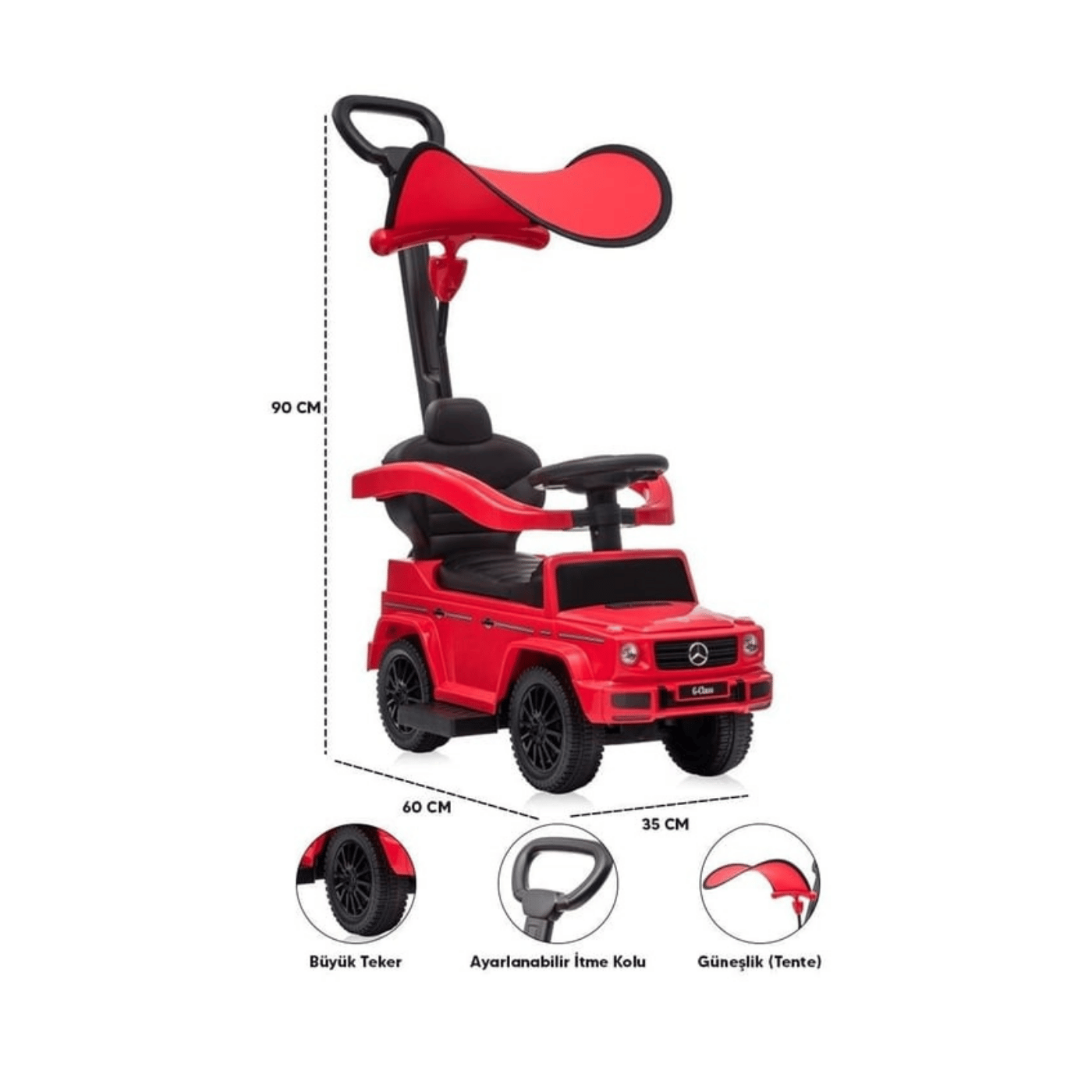 Lorelli G350D İtmeli Baby Stroller - Kırmızı