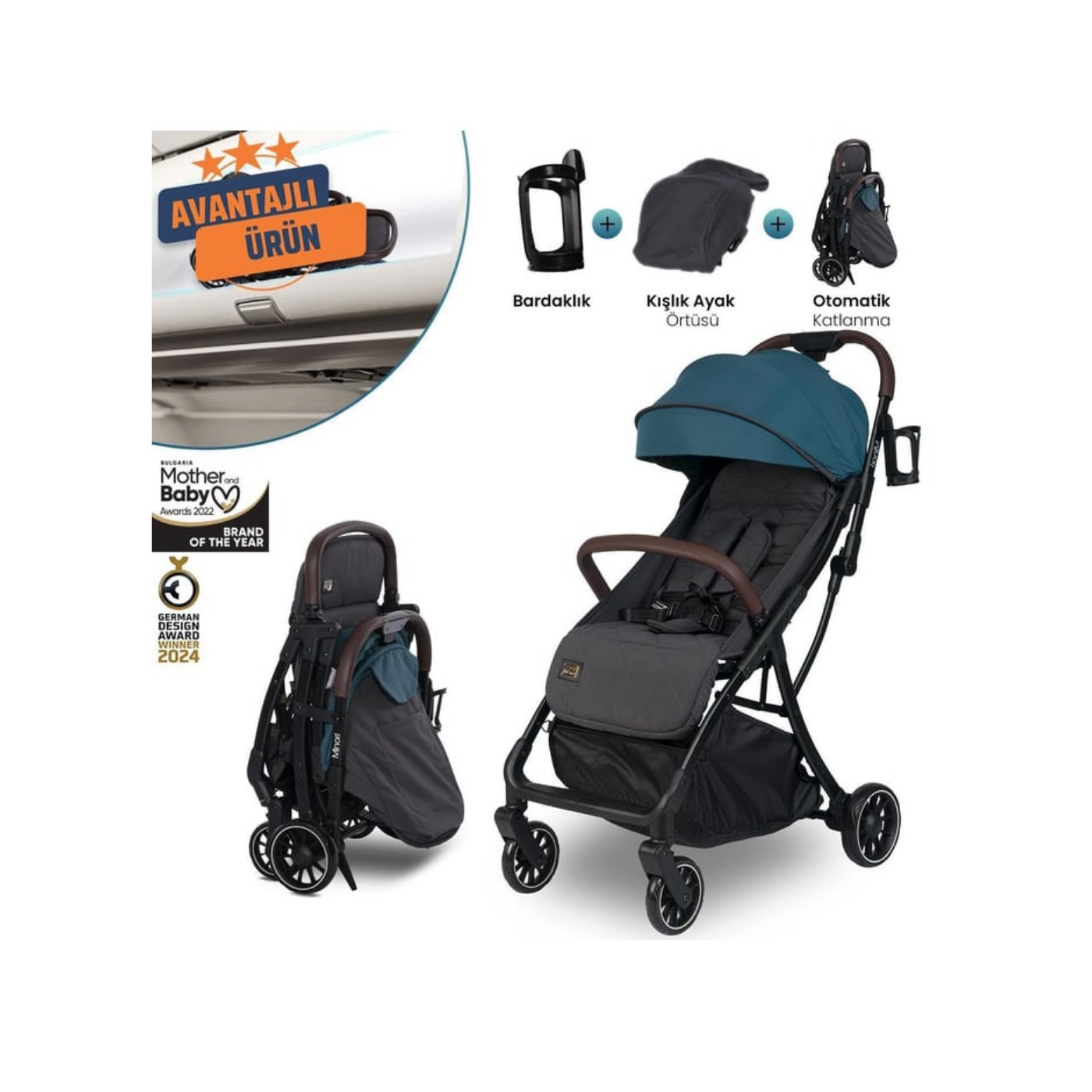 Lorelli Minori Otomatik Katlanır Kabin Boy Bebek Arabası - Green