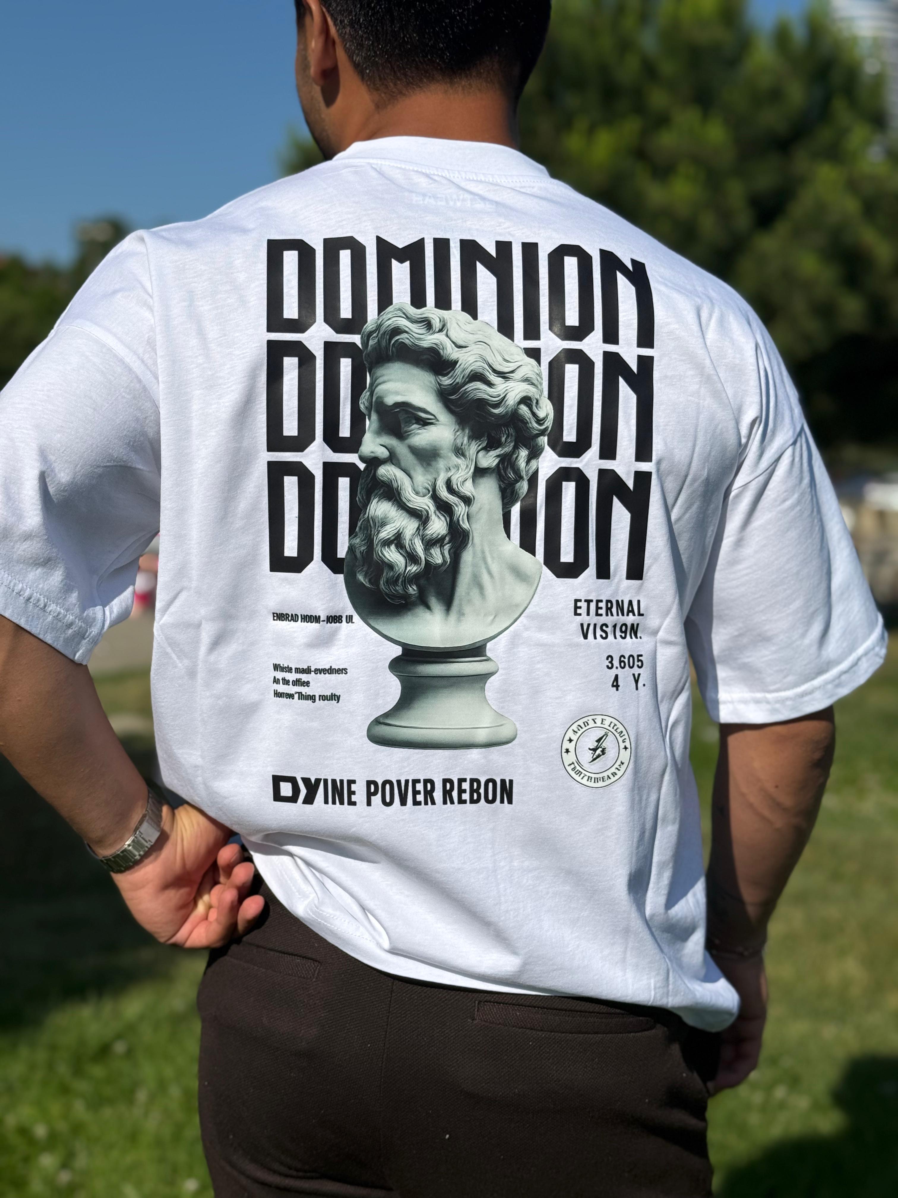 Dominion Baskılı Beyaz Regular Kalıp T-Shirt