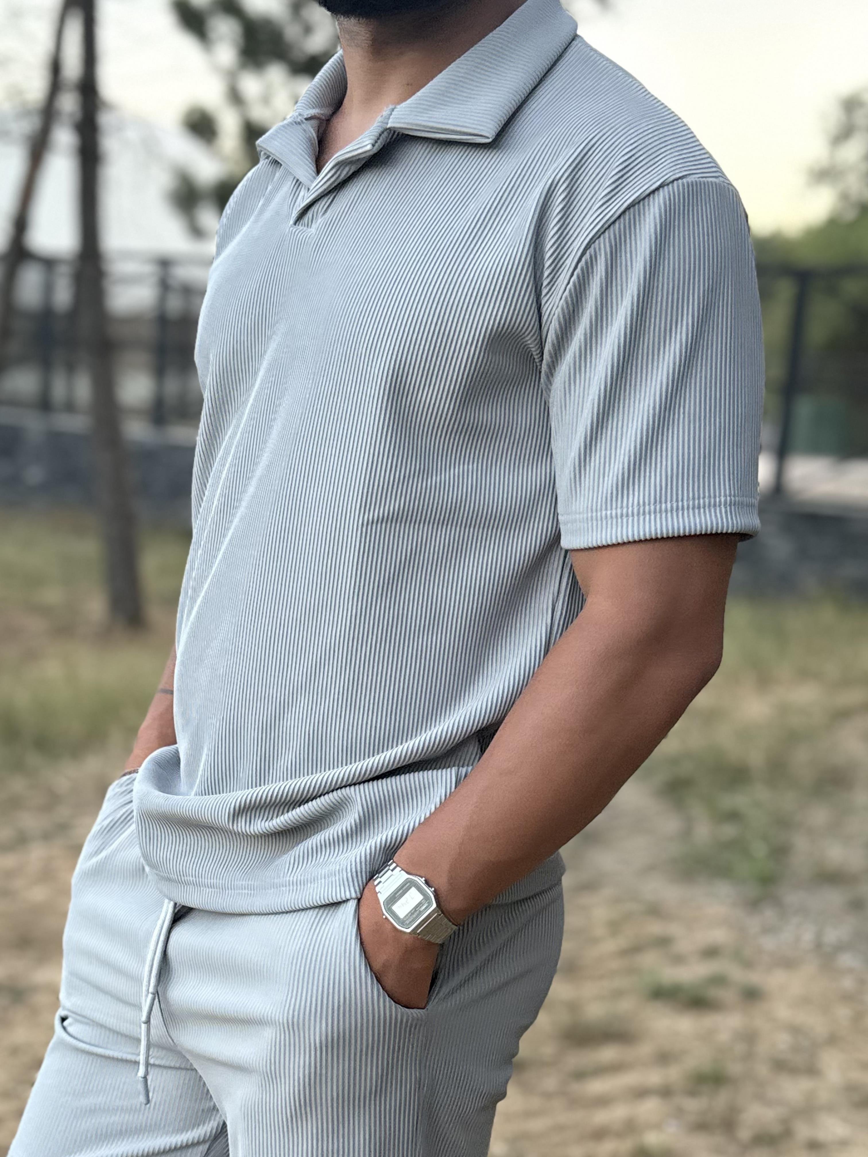 Gri Polo Yaka T-Shirt
