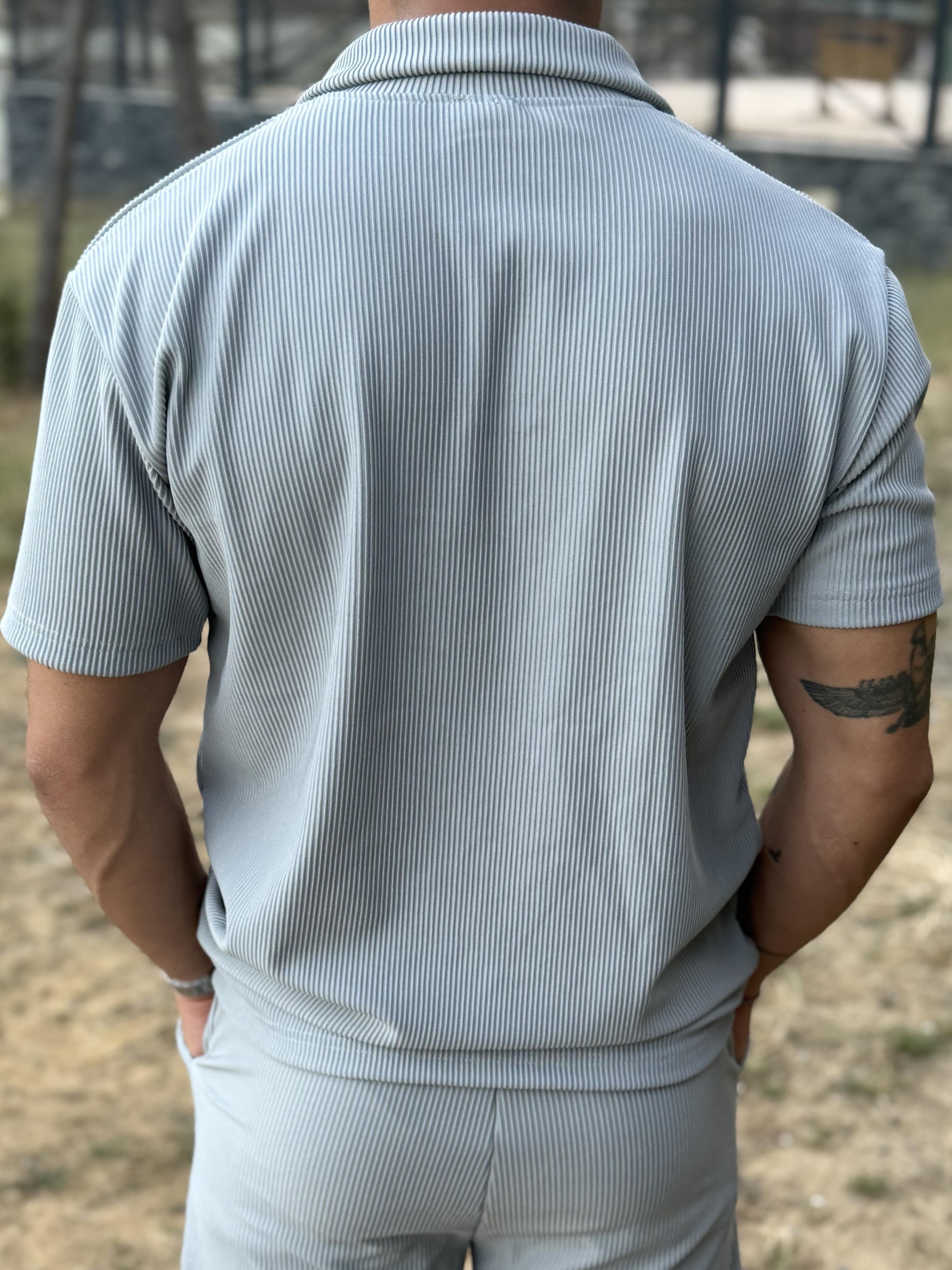 Gri Polo Yaka T-Shirt