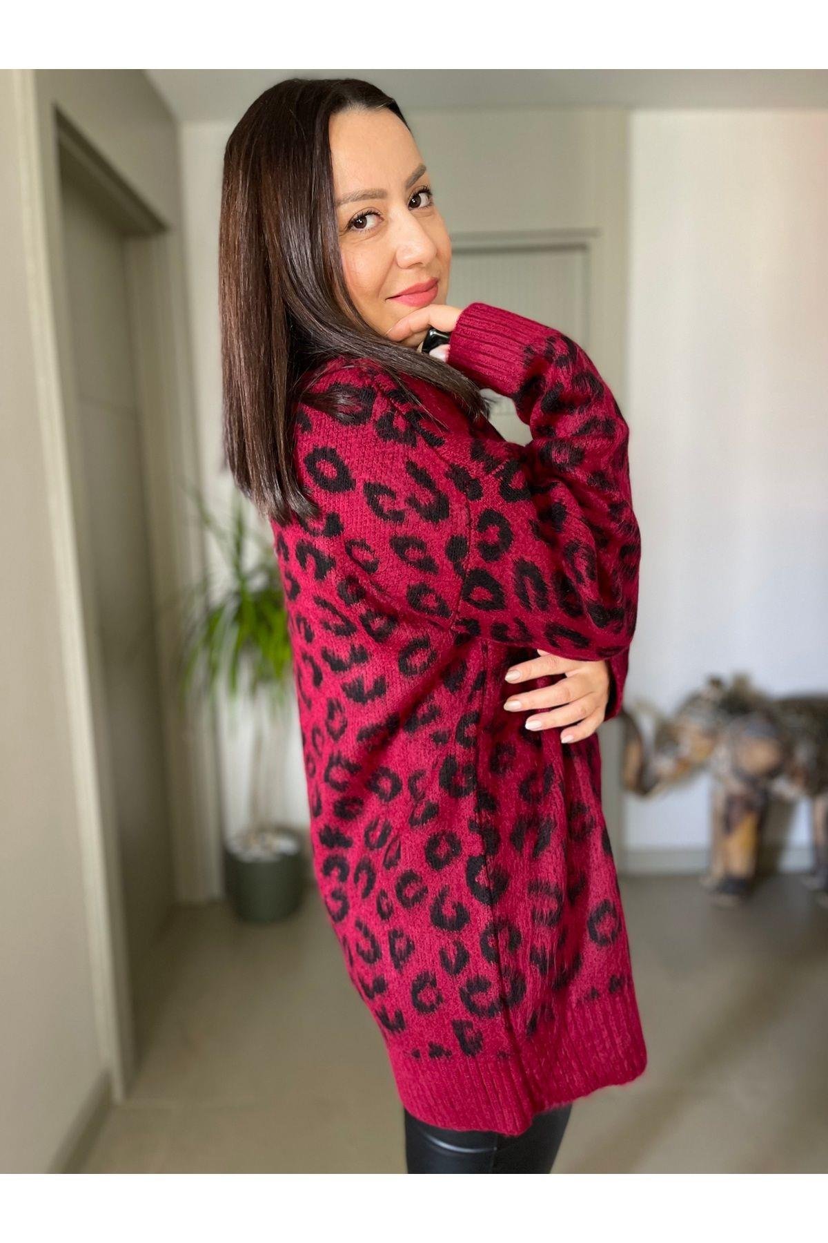 LEOPAR DESENLİ YUMOŞ OVERSIZE KAZAK