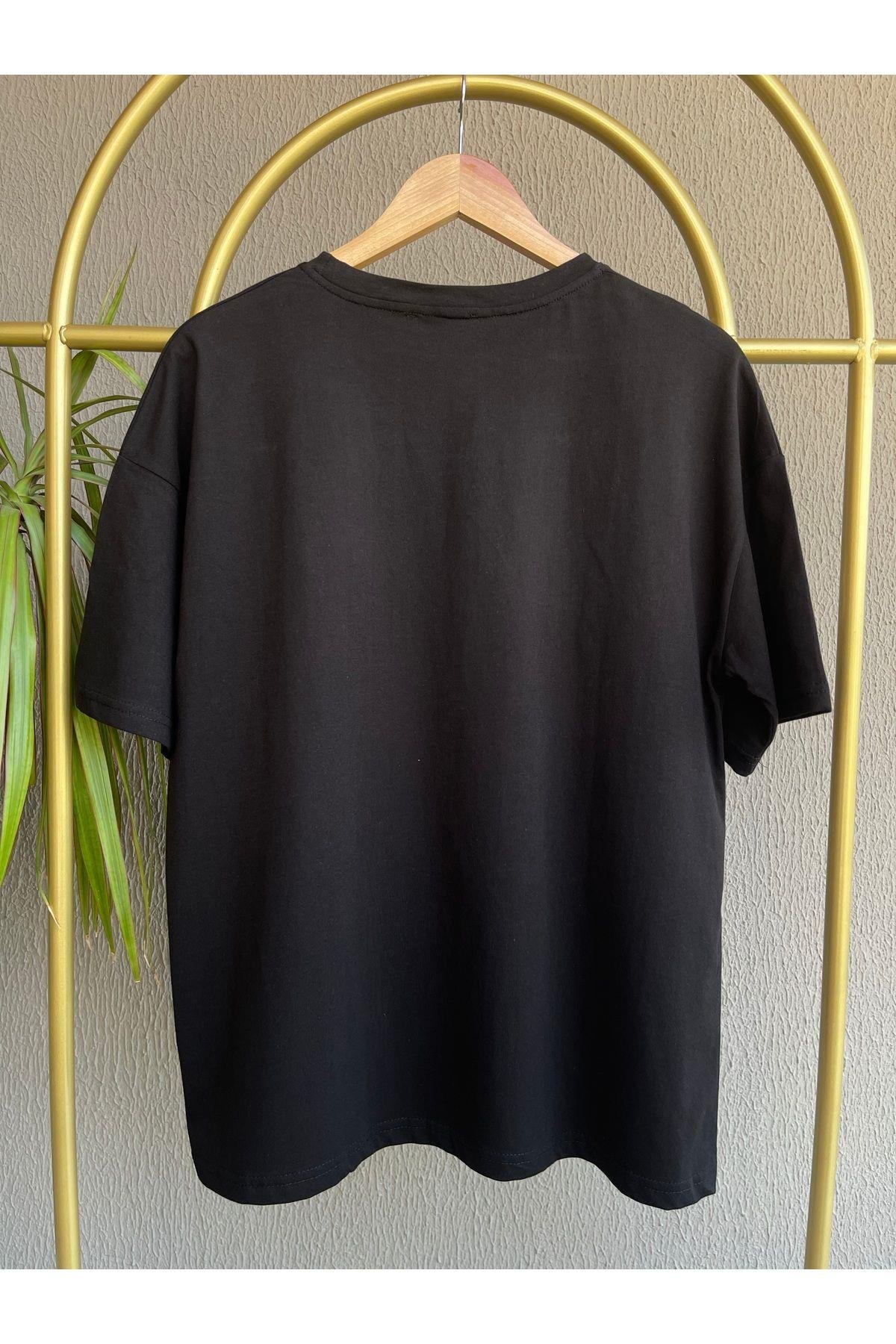 Önü Fiyonk Detaylı Oversize Tshirt