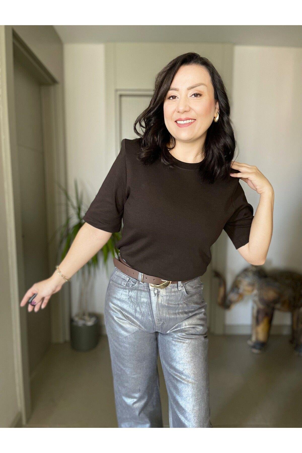 Vatkalı Tok Kumaş Pamuklu Bisiklet Yaka Basic Tshirt