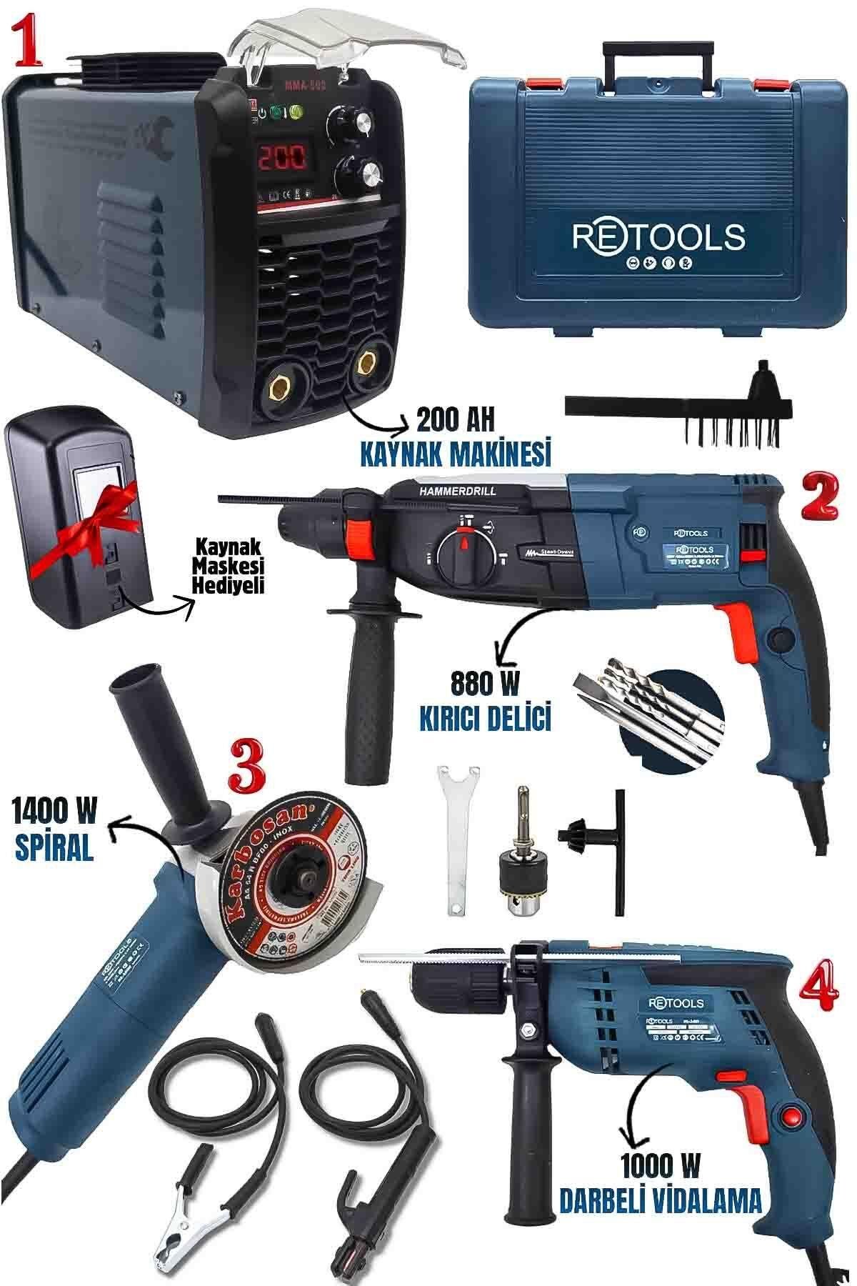 ELEKTRİKLİ 4’LÜ SET (3’LÜ SET ELEKTRİKLİ + KAYNAK MAK. 200 AMPER)