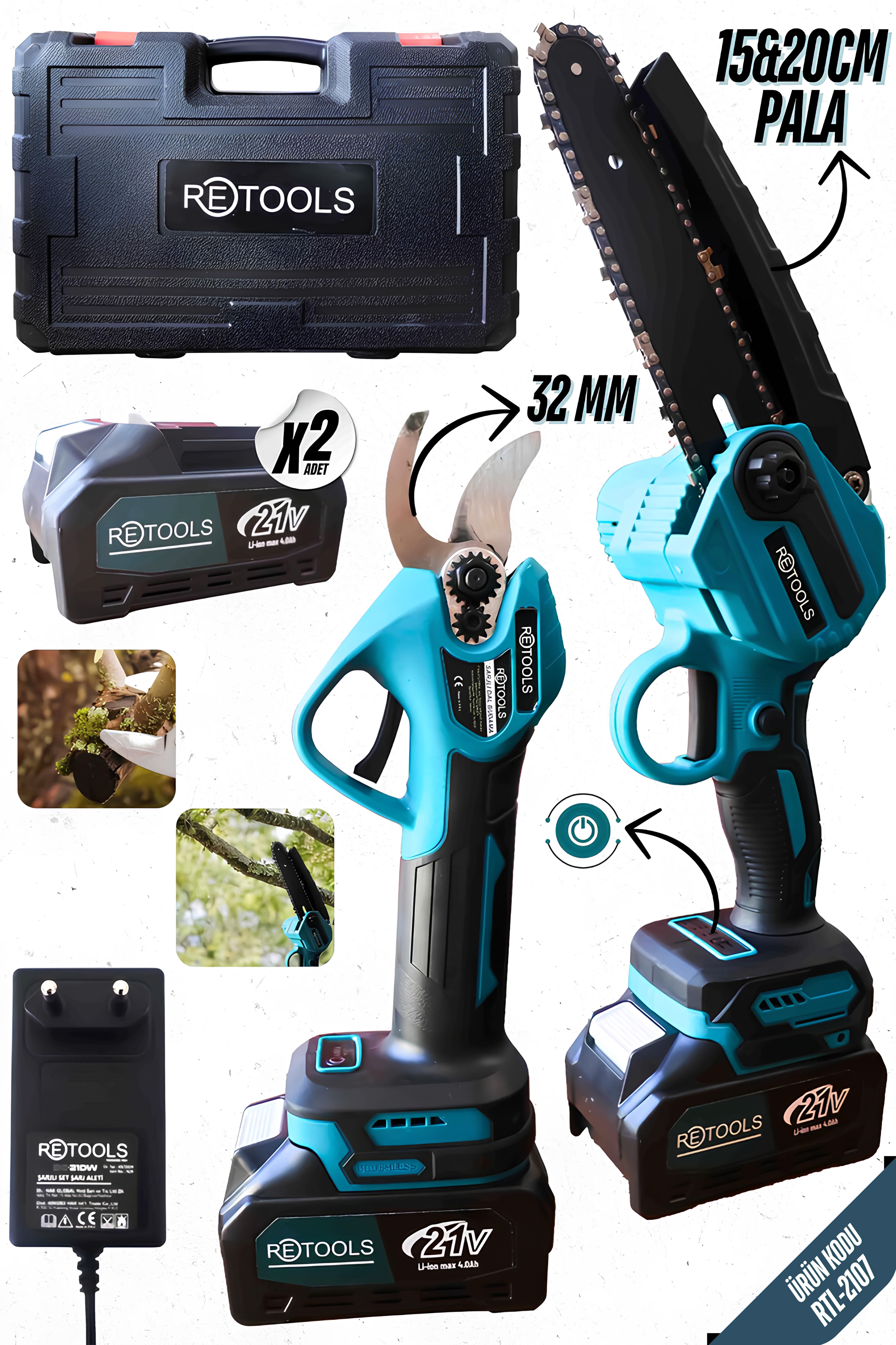 RETOOLS 2'Lİ SET 21V YAĞLI (TESTERE + MAKAS)