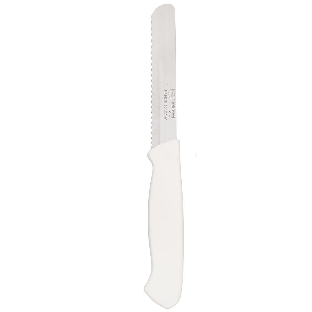 Solingen Ava Beyaz Bıçak – Tırtıklı, 18,5 cm, Paslanmaz Alman Çeliği, Ergonomik Sap (Tekli)
