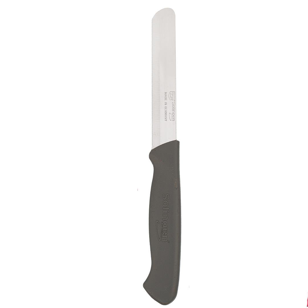Solingen Ava Gri Bıçak – Tırtıklı, 18,5 cm, Paslanmaz Alman Çeliği, Ergonomik Sap (Tekli)