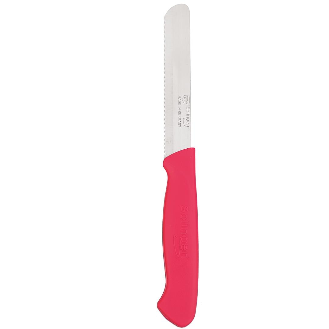 Solingen Ava Pembe Bıçak – Tırtıklı, 18,5 cm, Paslanmaz Alman Çeliği, Ergonomik Sap (Tekli)