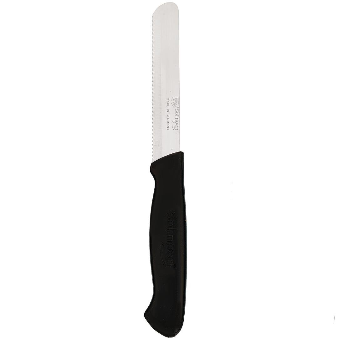 Solingen Ava Siyah Bıçak – Tırtıklı, 18,5 cm, Paslanmaz Alman Çeliği, Ergonomik Sap (Tekli)