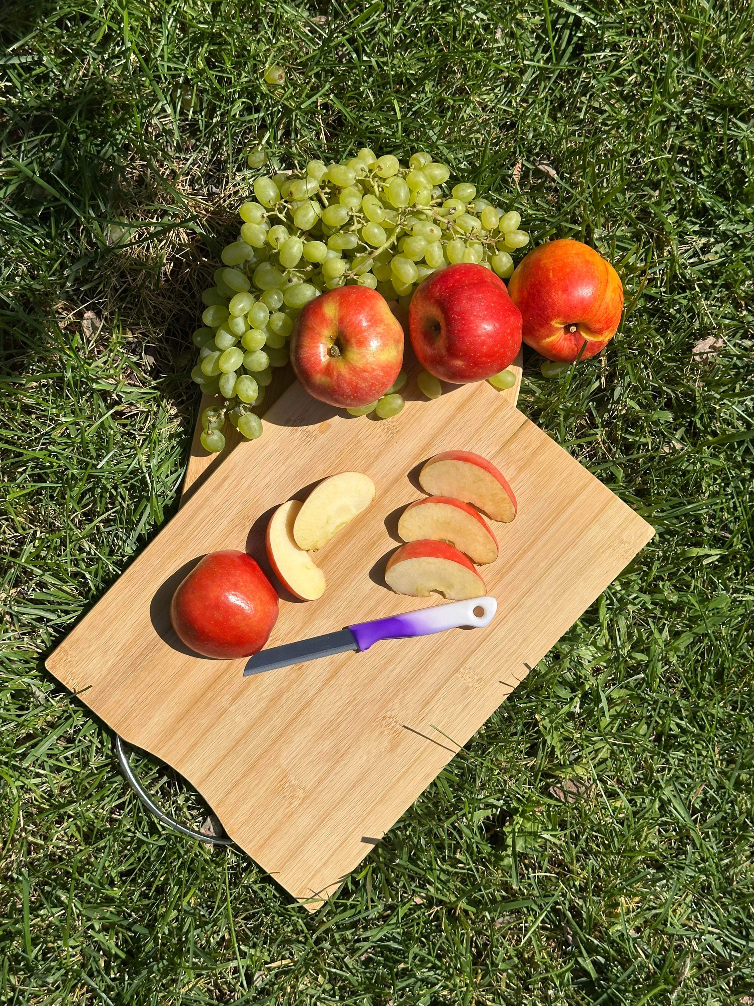 Solingen Ebruli Mor Tırtıklı Meyve Bıçağı – 18,5 cm, Paslanmaz Alman Çeliği, Ergonomik Sap (Tekli)