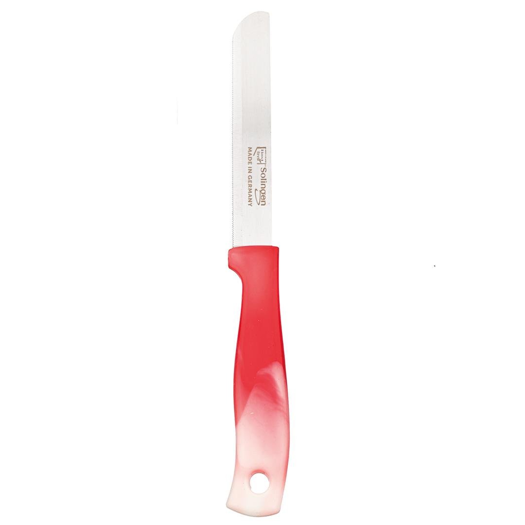 Solingen Kırmızı Ebruli Ava Sebze Bıçağı – Paslanmaz Alman Çeliği, Ergonomik Sap, 22 cm (Tekli)
