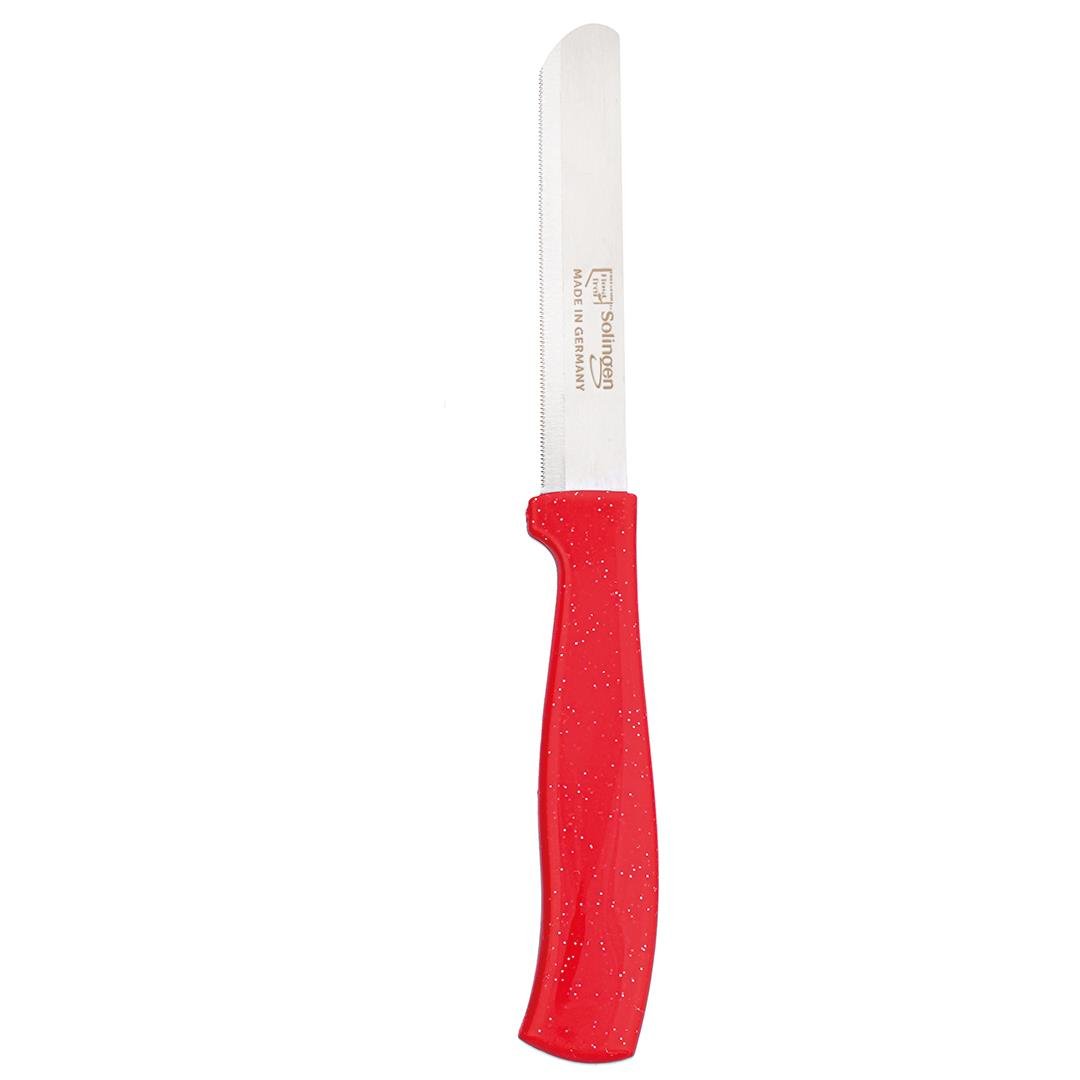 Solingen Kırmızı Simli Ava Bıçak – 22 cm, Tırtıklı Ağız, Paslanmaz Alman Çeliği