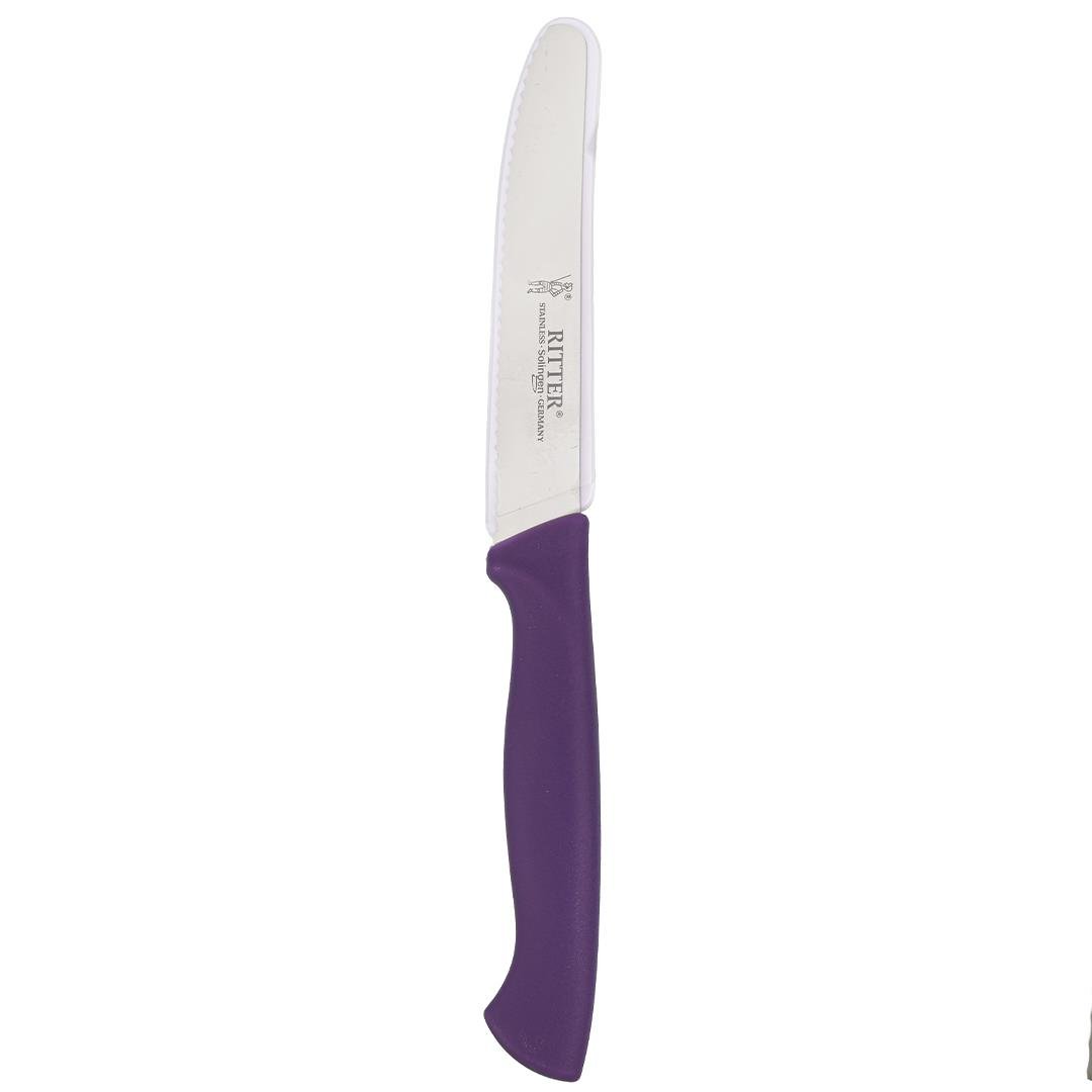 Solingen Mor Sebze Bıçağı – Tırtıklı, 22 cm, Paslanmaz Alman Çeliği, Ergonomik Sap (Tekli)