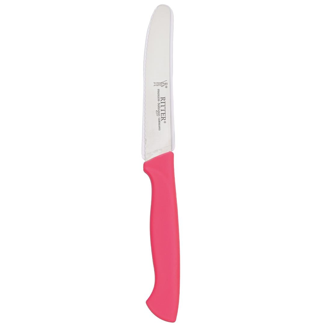 Solingen Pembe Sebze Bıçağı – Tırtıklı, 22 cm, Paslanmaz Alman Çeliği, Ergonomik Sap (Tekli)