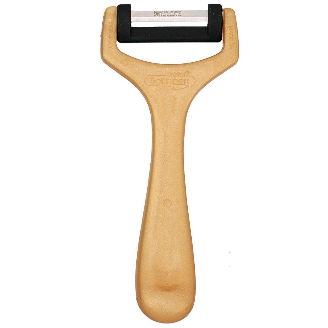 Solingen Pırıltılı Sarı/Gold Sapan Soyacak – Paslanmaz Alman Çeliği, Ergonomik Sap, Yüksek Keskinlik