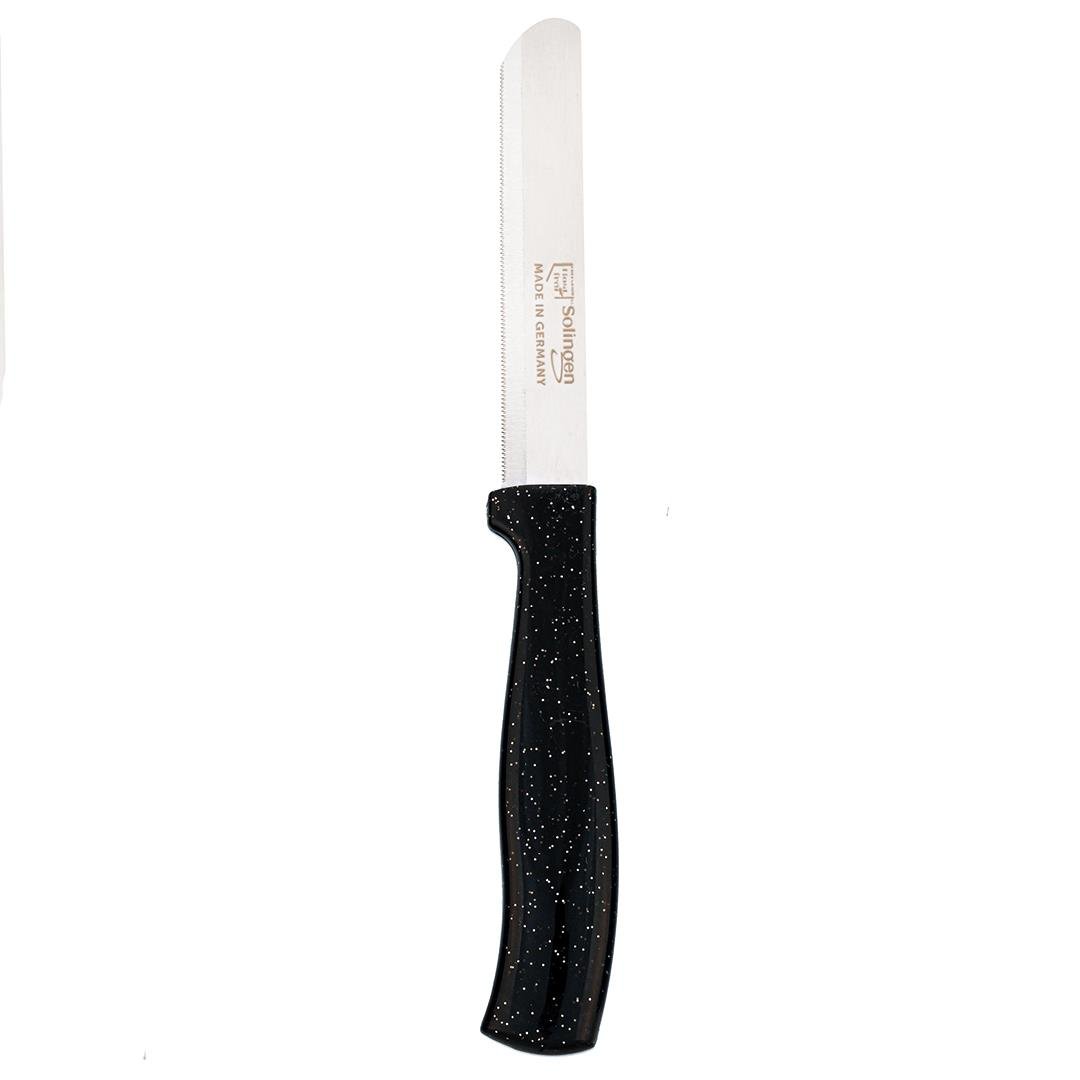 Solingen Siyah Simli Ava Bıçak – 22 cm, Tırtıklı Ağız, Paslanmaz Alman Çeliği